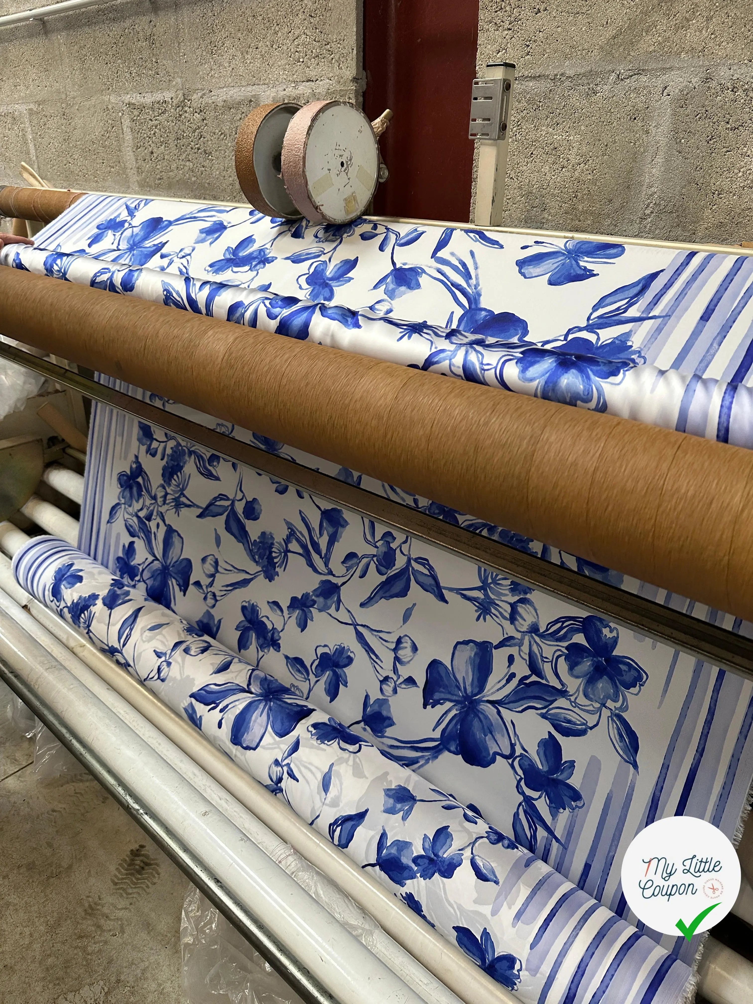 SATIN HEAVY PAPILLONS ET FLEURS D'AZUR - My Little Coupon