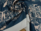 SATIN IMPRIMÉ MOTIF ABSTRAIT FOND BLEU POLYESTER 150CM - My Little Coupon