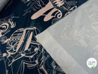 SATIN IMPRIMÉ MOTIF ABSTRAIT FOND BLEU POLYESTER 150CM - My Little Coupon