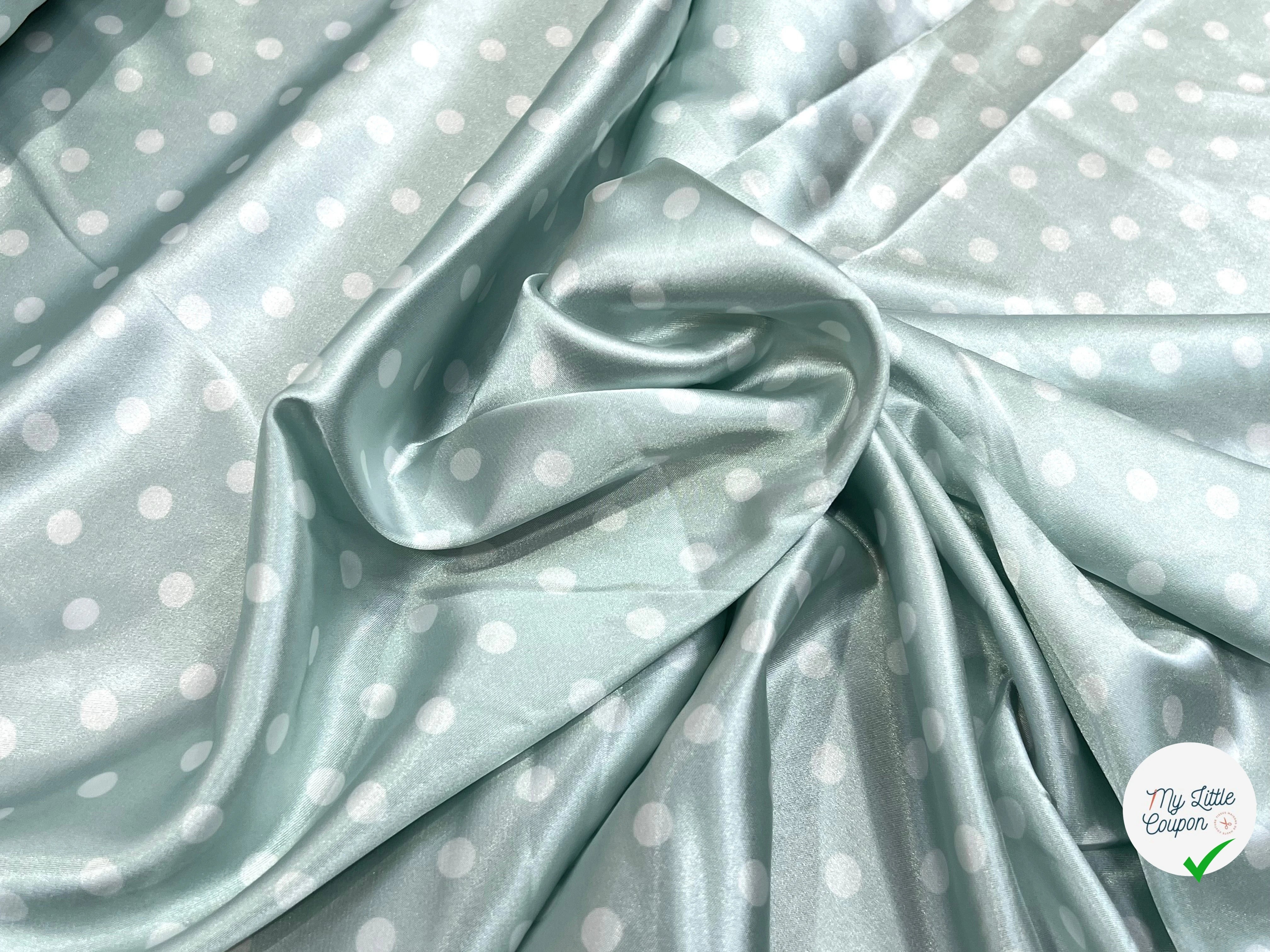 SATIN IMPRIMÉ POIS BLEU CIEL - My Little Coupon