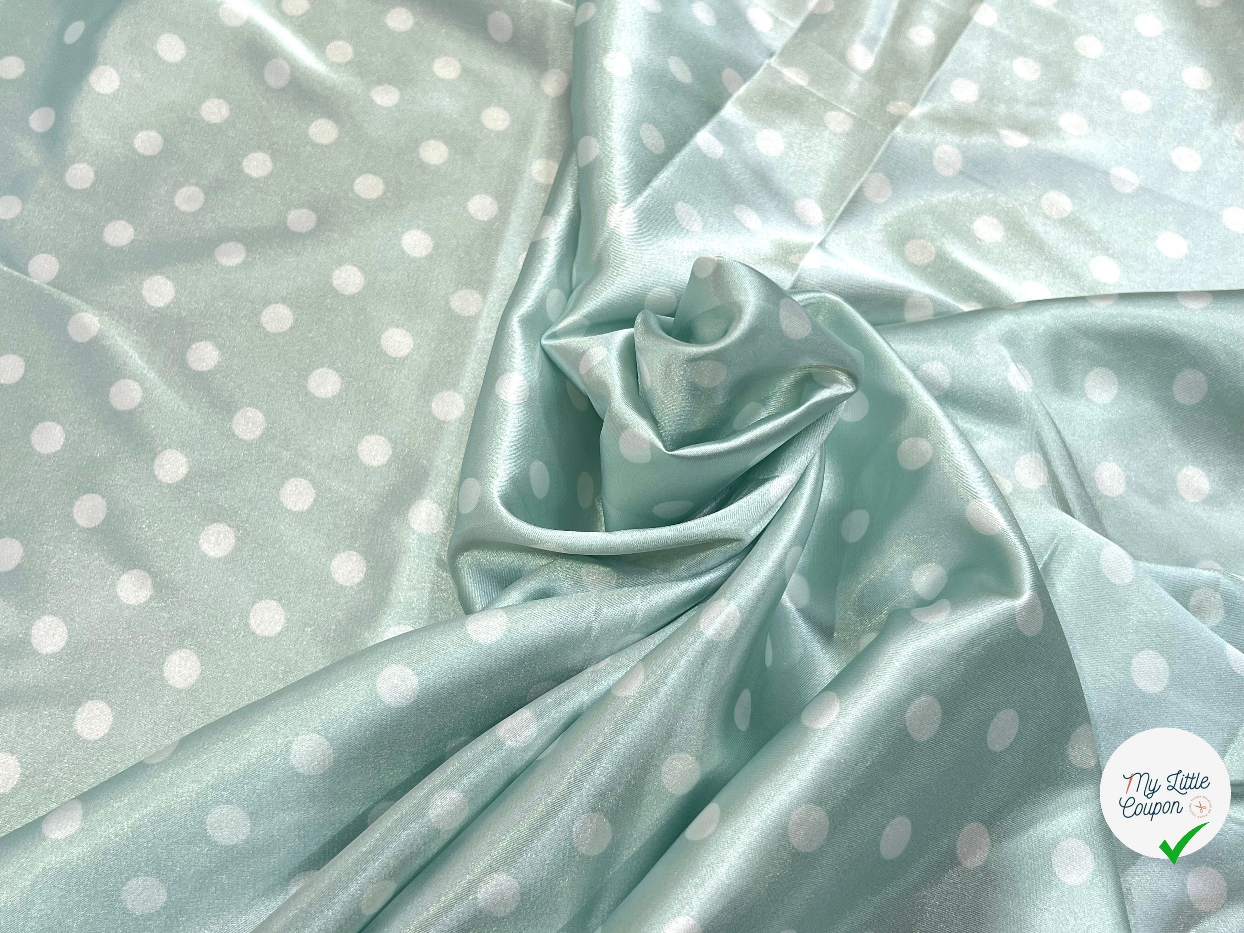 SATIN IMPRIMÉ POIS BLEU CIEL - My Little Coupon