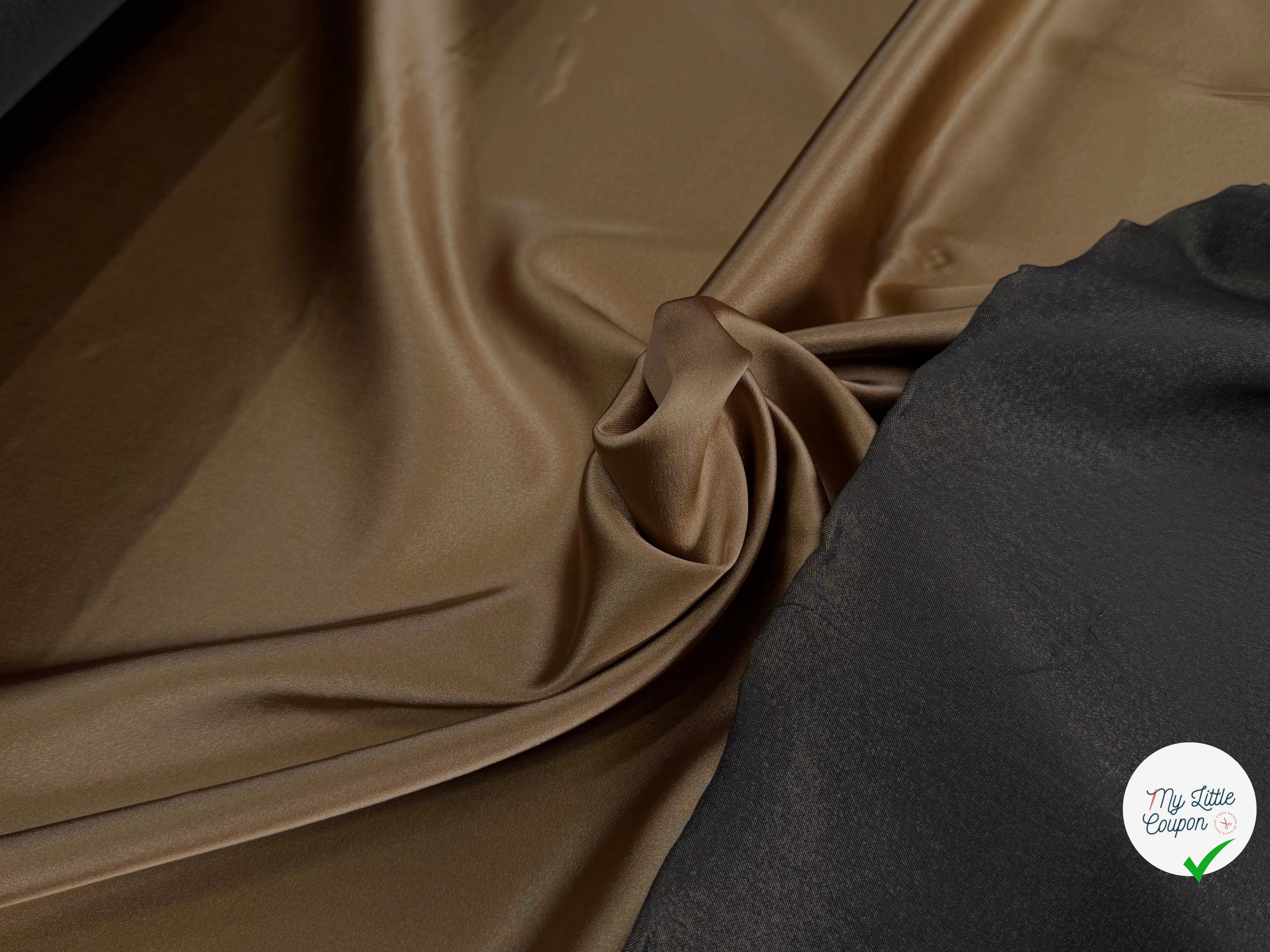 SATIN LOURD EXTRÈMEMENT DOUX TENUE LOURDE MARRON DORÉ - My Little Coupon
