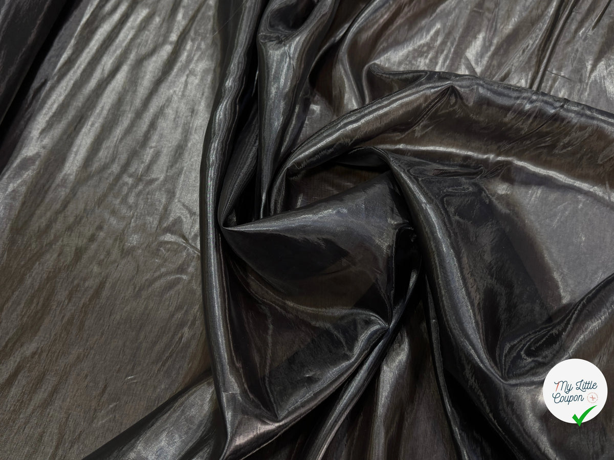 SATIN ORGANZA ULTRA LISSE FLUIDE NOIR EFFET HUILÉ - My Little Coupon