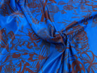 SATIN SERGÉ IMPRIMÉ FOND BLEU À MOTIF - My Little Coupon