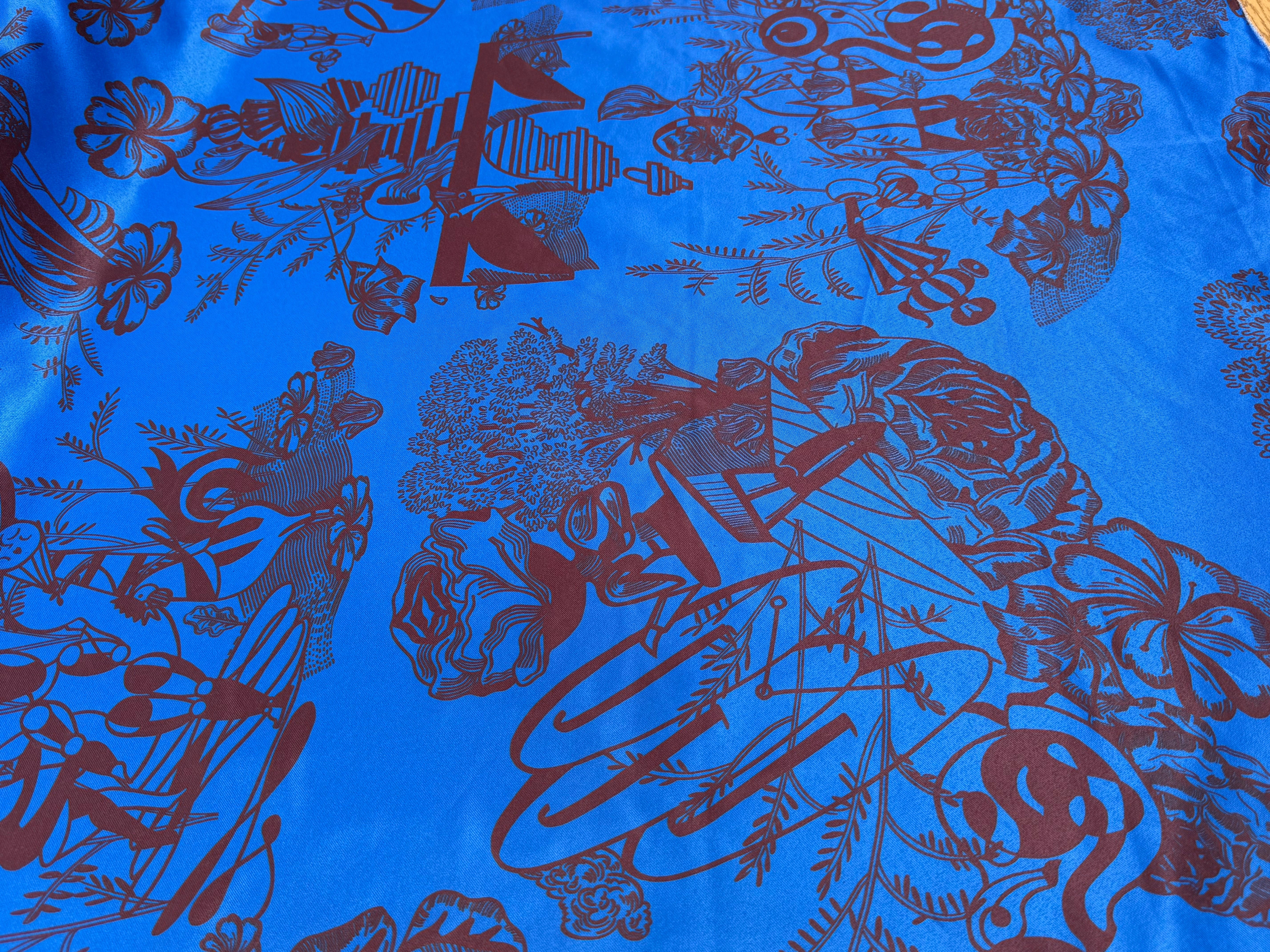 SATIN SERGÉ IMPRIMÉ FOND BLEU À MOTIF - My Little Coupon