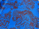 SATIN SERGÉ IMPRIMÉ FOND BLEU À MOTIF - My Little Coupon