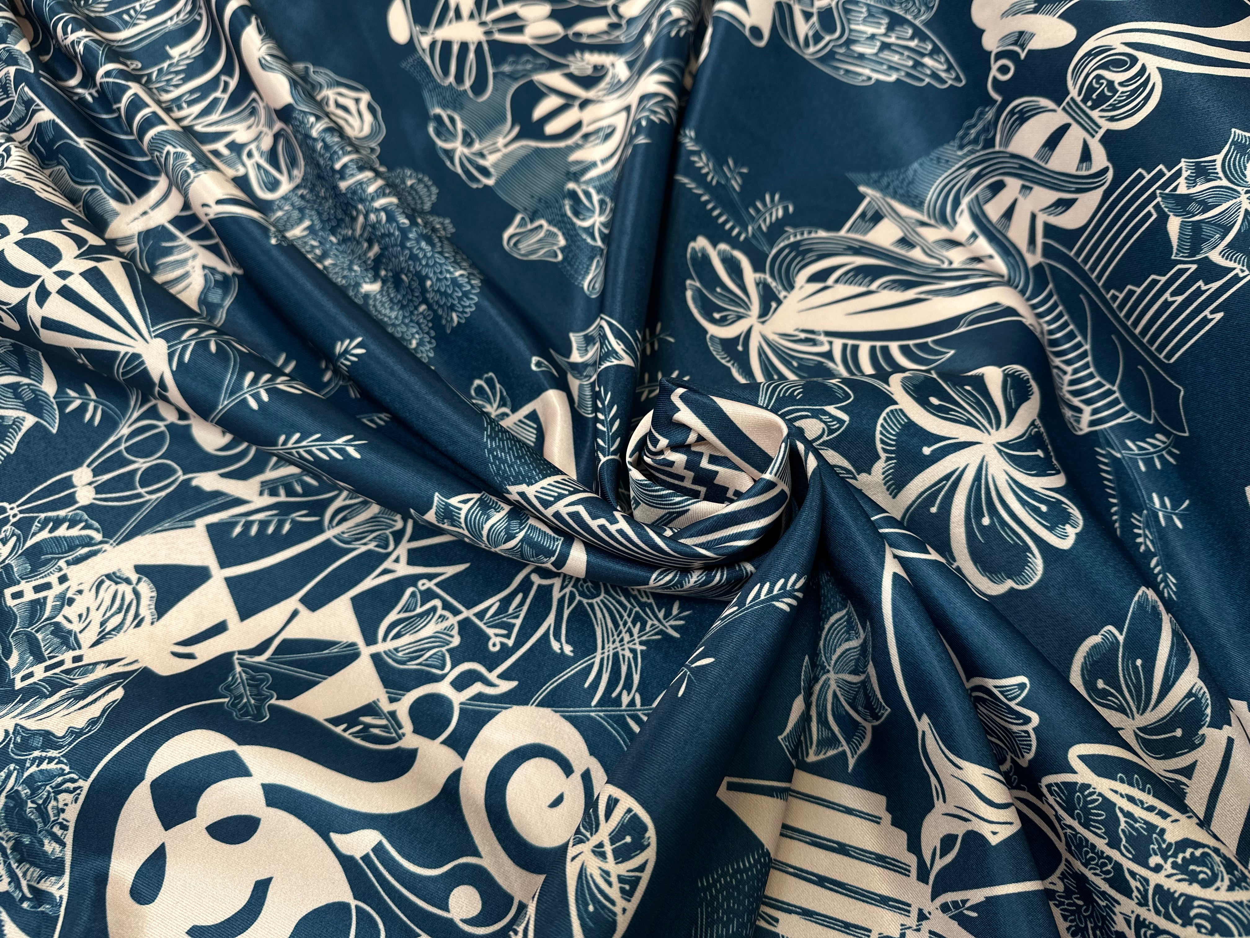 SATIN SERGÉ LOURD CREATORE BLEU SAUMON - My Little Coupon