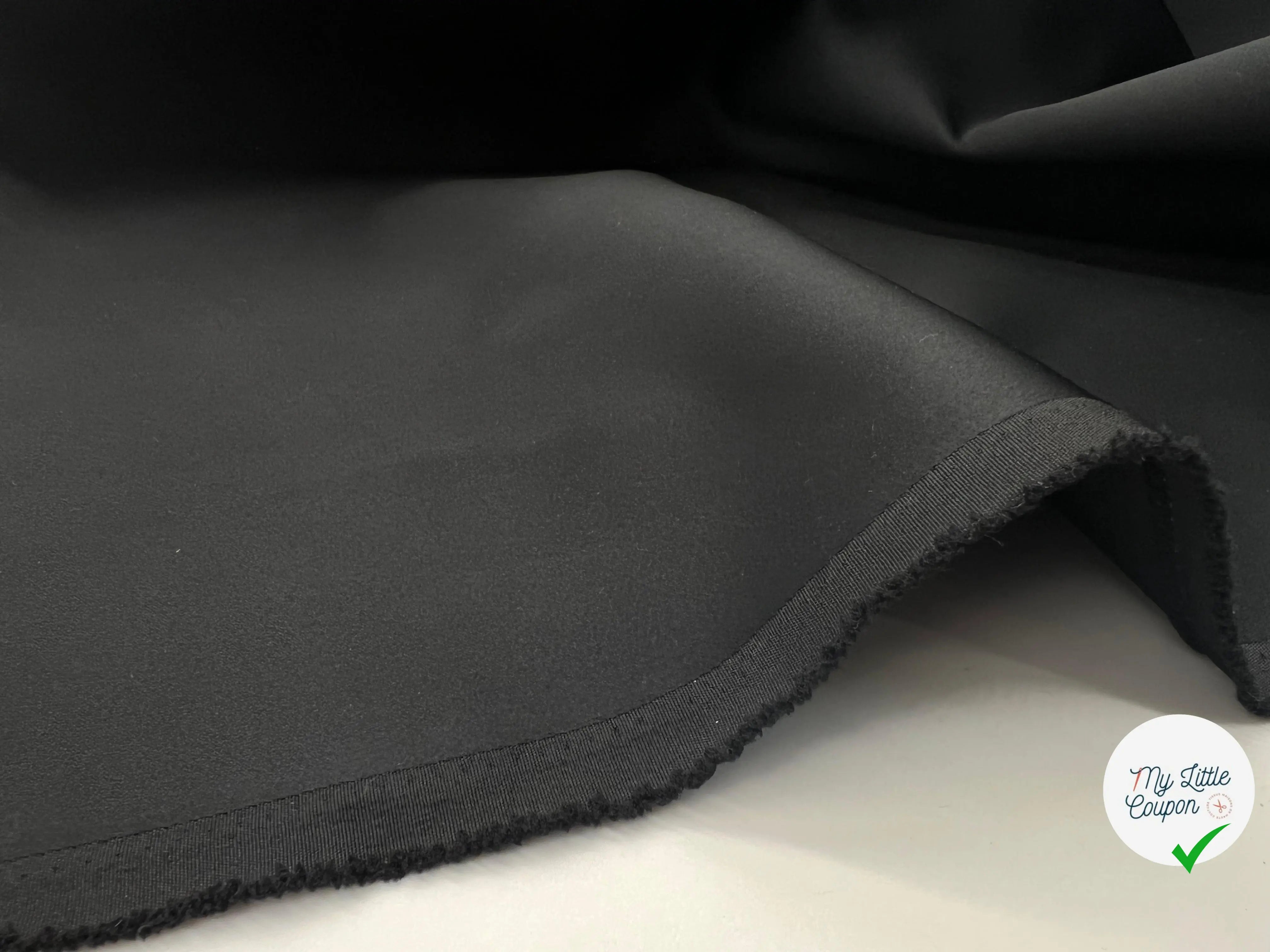 SATIN SMOCKING NOIR CONTRECOLLÉ DOUBLE ÉTOFFE - My Little Coupon - tissu - coudre
