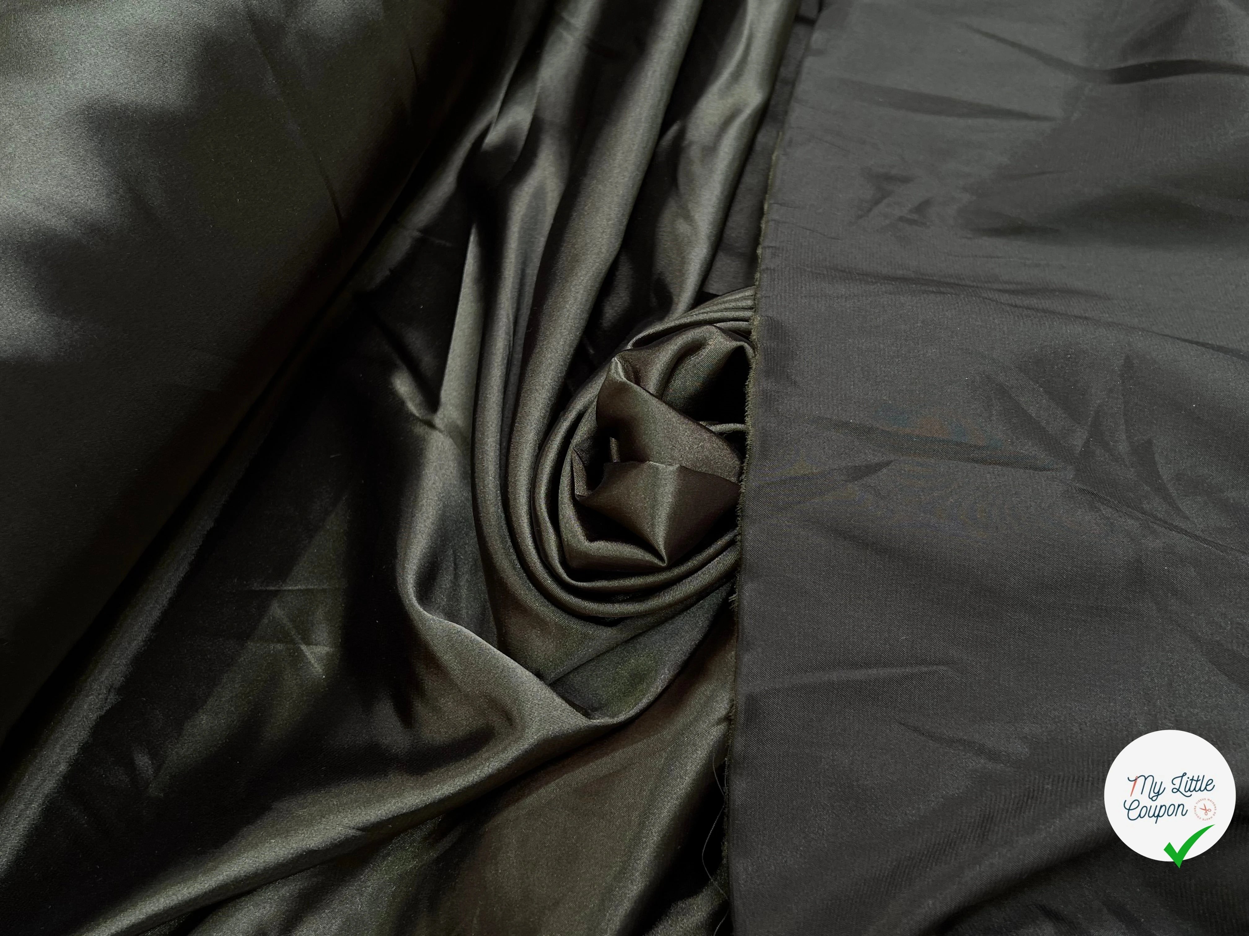 SATIN STRETCH KAKI SHINY FLUIDE - My Little Coupon