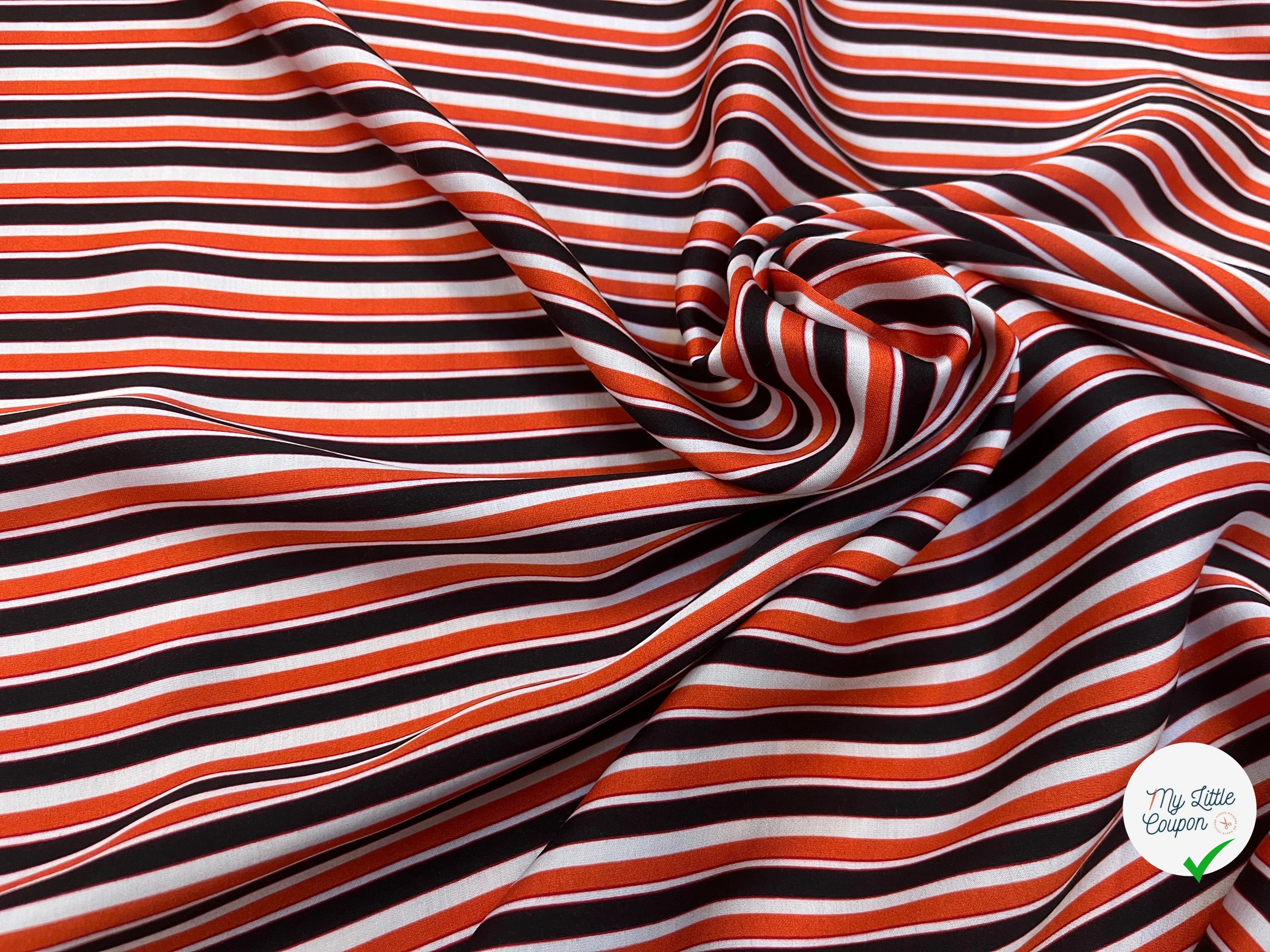 SATIN VISCOSE À RAYURES MULTICOLORES 134CM - My Little Coupon