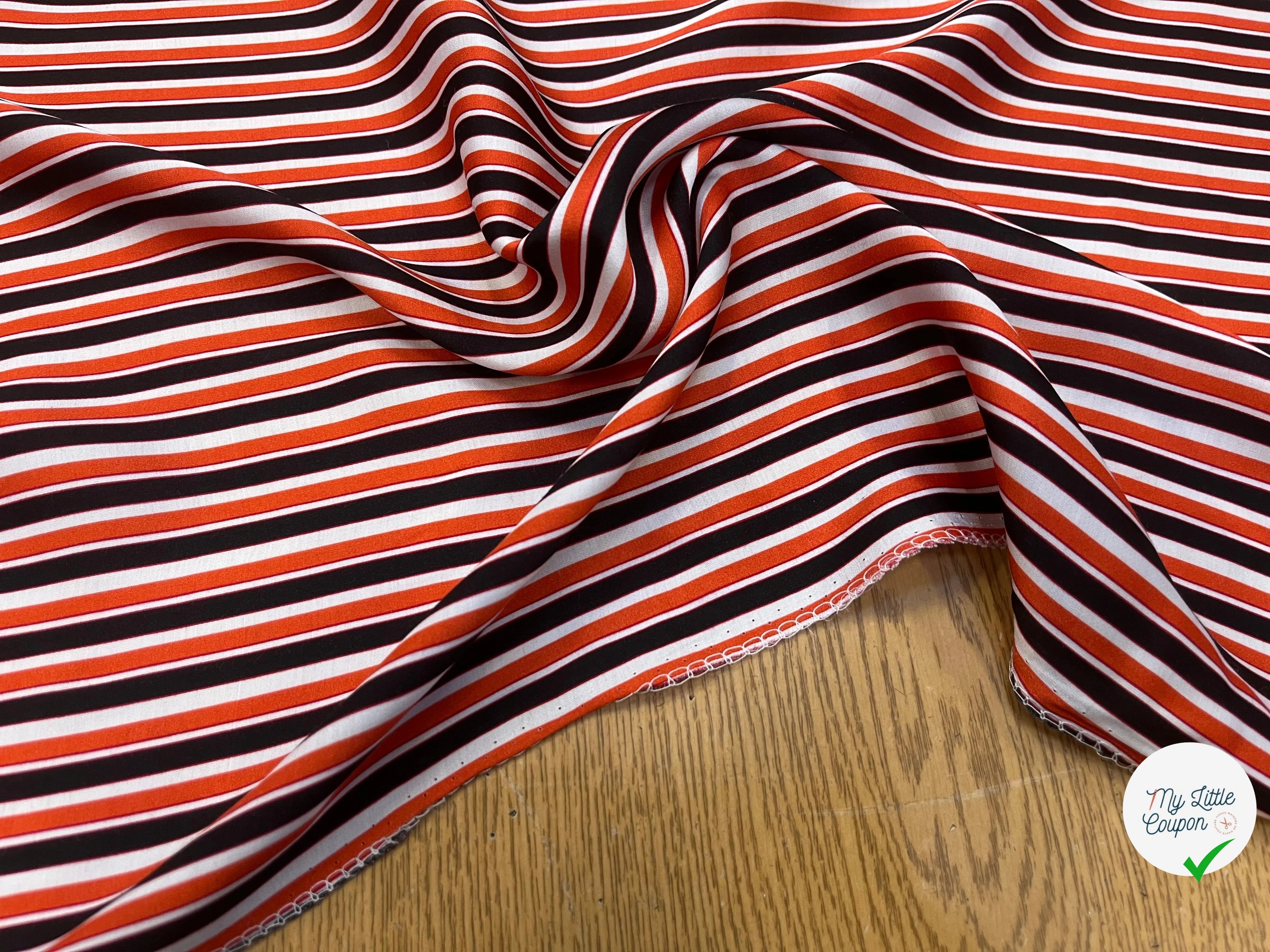 SATIN VISCOSE À RAYURES MULTICOLORES 134CM - My Little Coupon