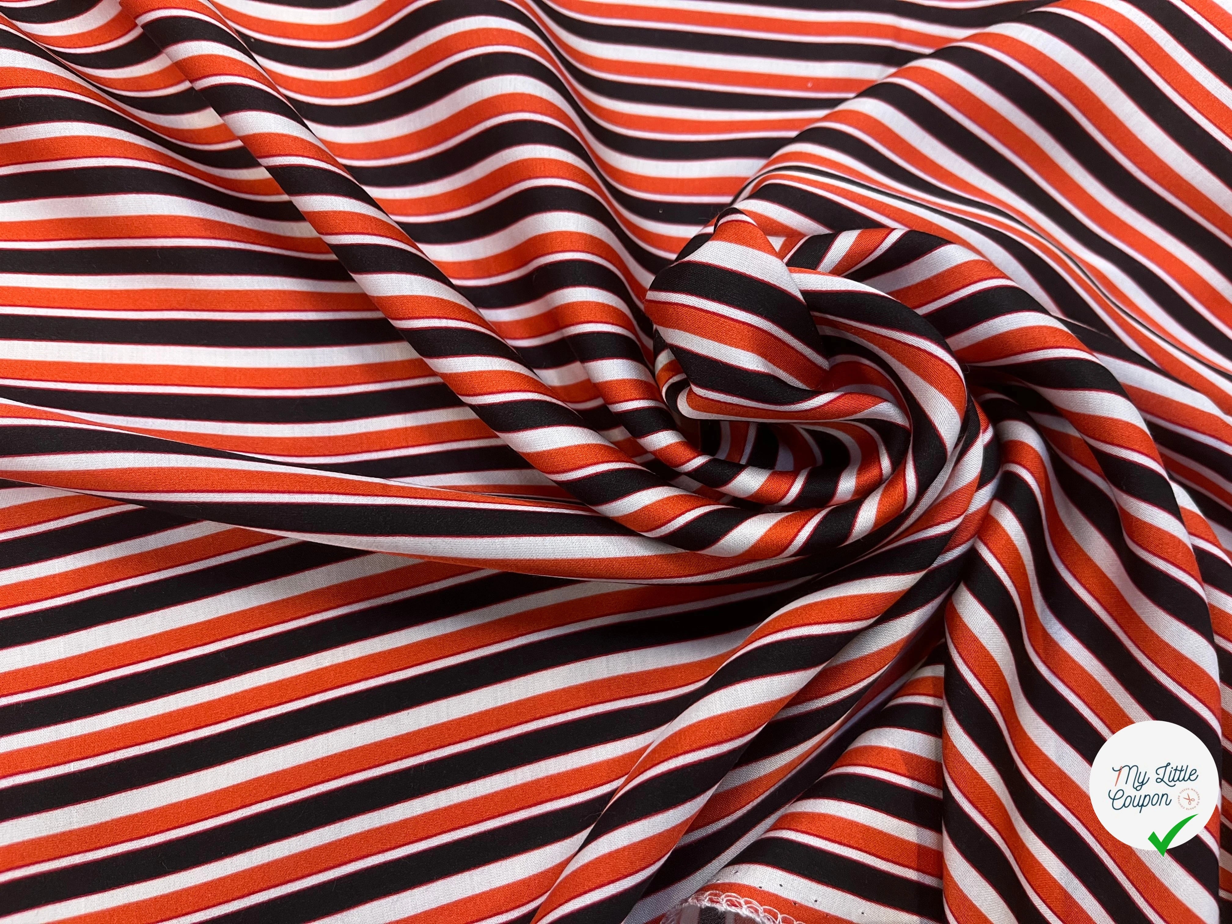 SATIN VISCOSE À RAYURES MULTICOLORES 134CM - My Little Coupon