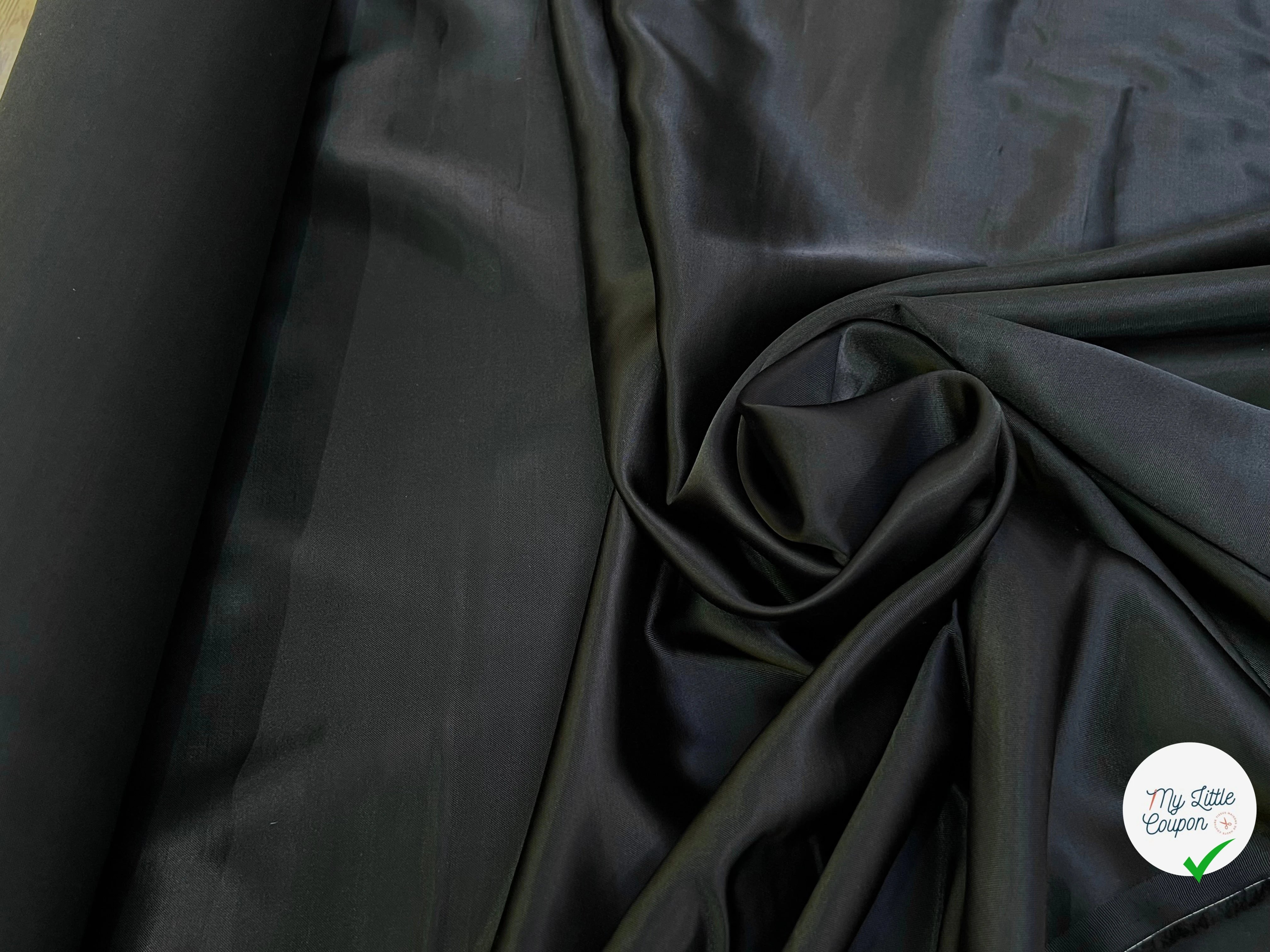 SATIN VISCOSE DOUX TOUCHER TOMBER FLUIDE NOIR - My Little Coupon