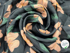 SATIN VISCOSE FINEMENT SERGÉ FLEURS BLUSH SUR FOND NOIR - My Little Coupon - tissu - coudre