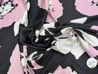 SATIN VISCOSE FLUIDE ET DOUCE FOND NOIR CHIC GROSSES FLEURS - My Little Coupon