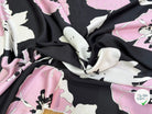 SATIN VISCOSE FLUIDE ET DOUCE FOND NOIR CHIC GROSSES FLEURS - My Little Coupon