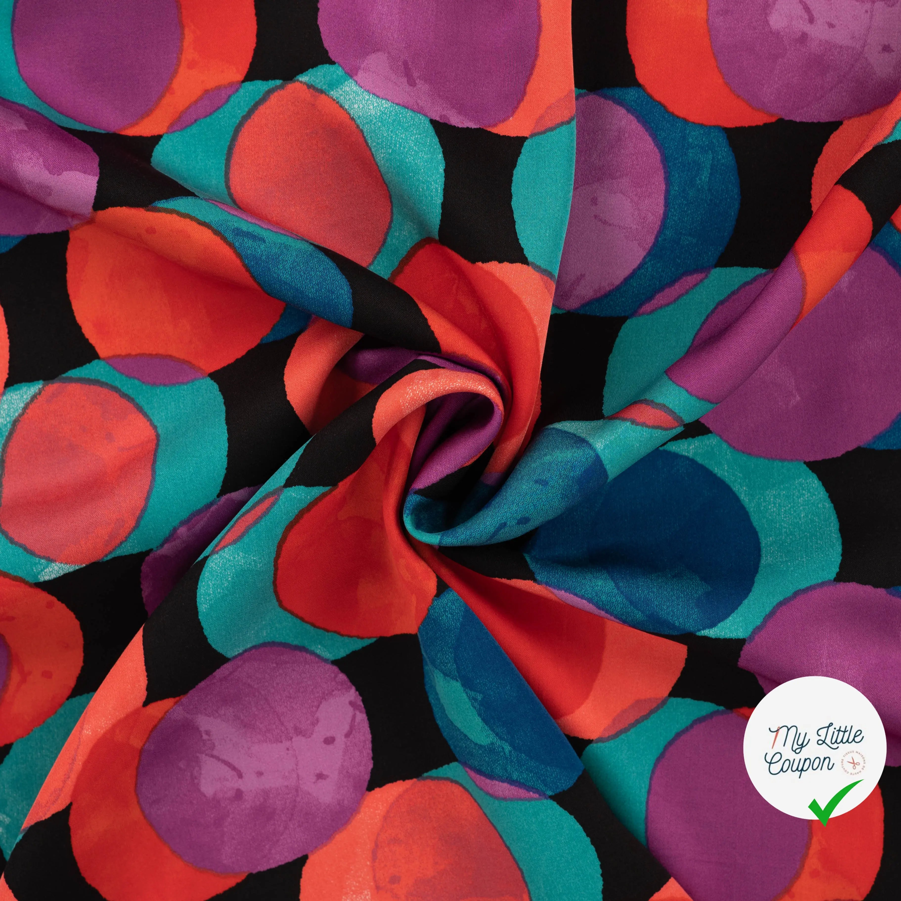 SATIN VISCOSE FUNNY DOTS CYCLAM - My Little Coupon