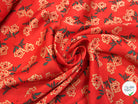 SATIN VISCOSE IMPRIMÉ FLEURS FOND CORAIL SUPER FLUIDE - My Little Coupon