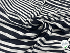 SATIN VISCOSE IMPRIMÉ RAYURES BAYARDÈRE NOIRES - My Little Coupon - tissu - coudre