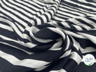 SATIN VISCOSE IMPRIMÉ RAYURES BAYARDÈRE NOIRES - My Little Coupon - tissu - coudre