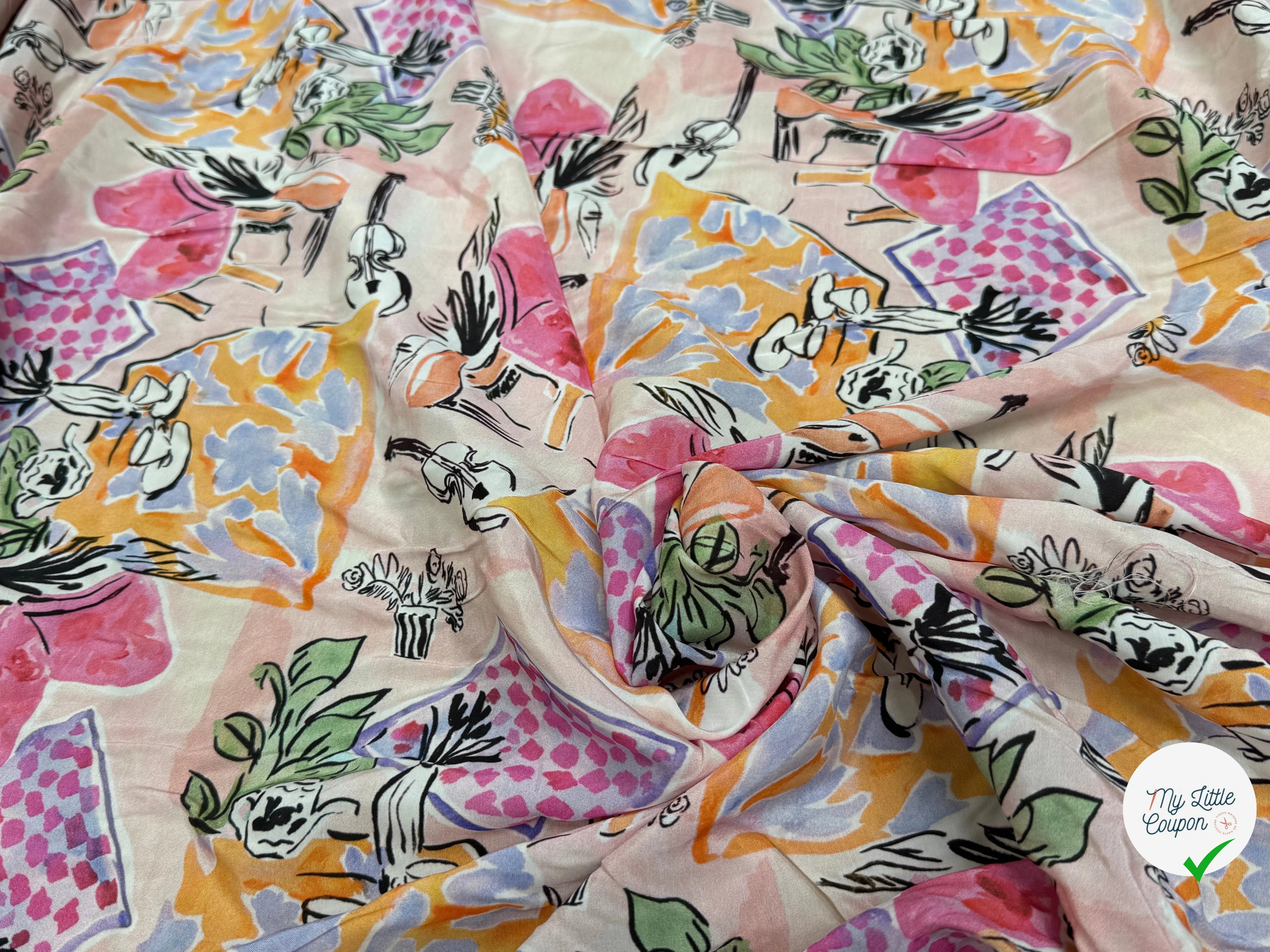 SATIN VISCOSE IMPRIMÉ SMERALDO HOME - My Little Coupon