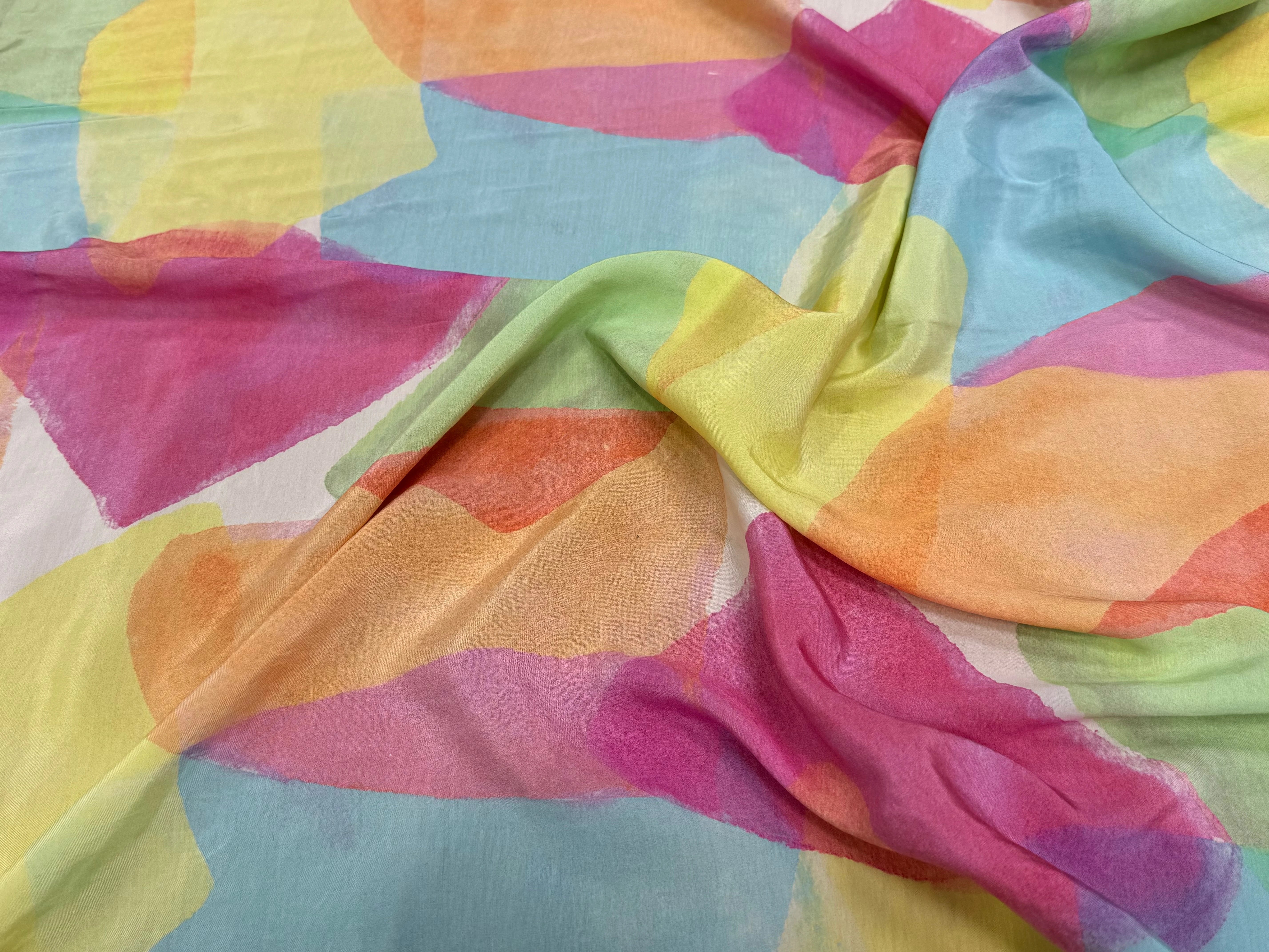 SATIN VISCOSE MERALDO ARLEQUIN IMPRIMÉ GRAPHIQUE PASTEL - My Little Coupon