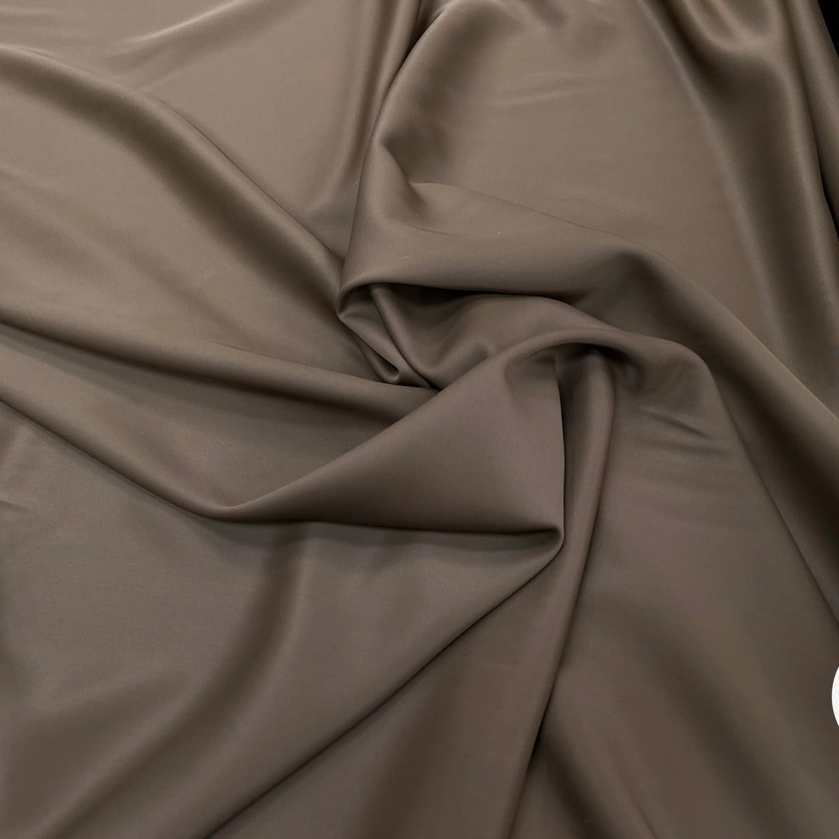 SATIN VISCOSE PEAU DE PÊCHE STRETCH MARRON - My Little Coupon