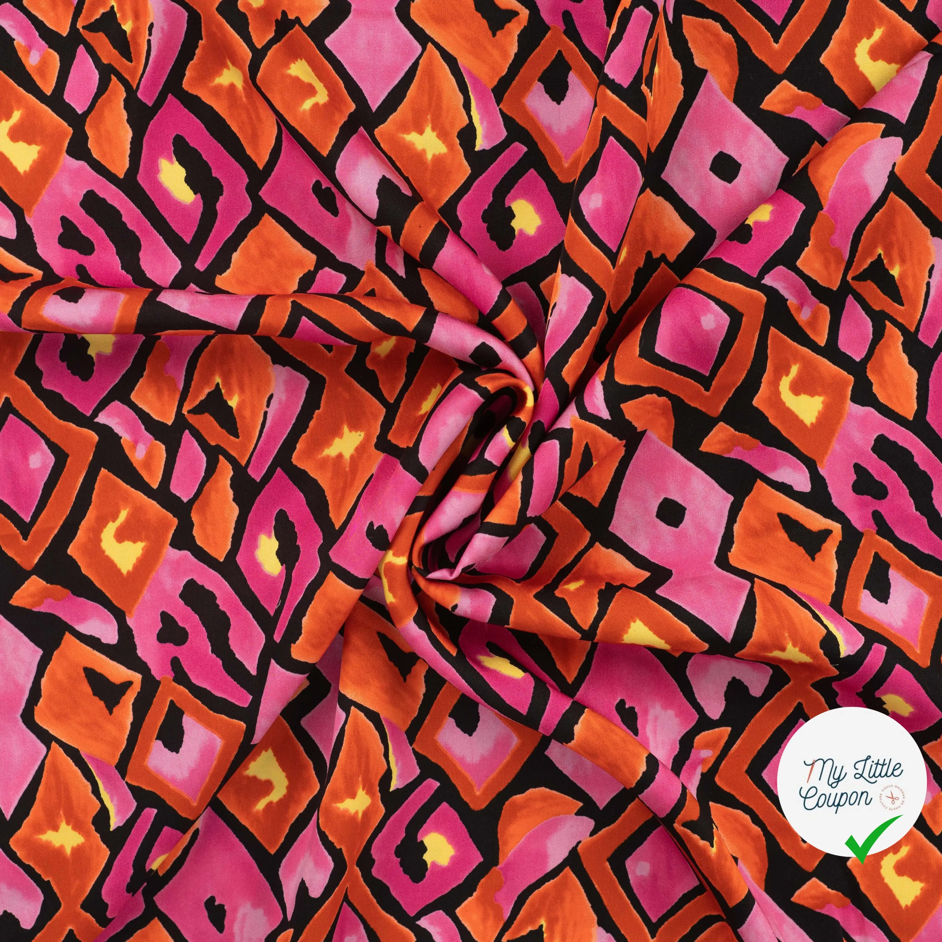 SATIN VISCOSE RETRO CHECKS FUCHSIA - My Little Coupon