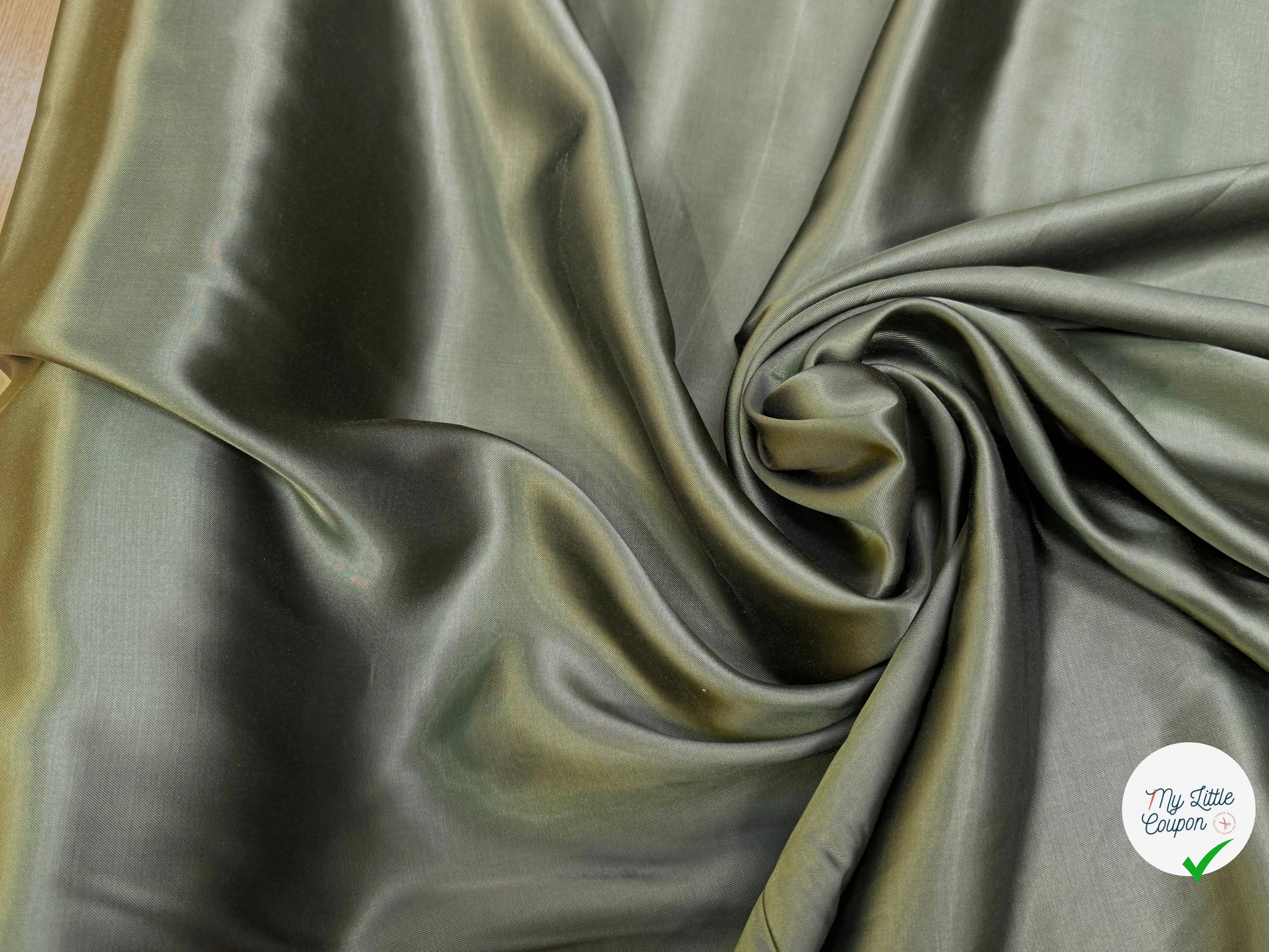 SATIN VISCOSE VERT KAKI TOMBÉ FLUIDE - My Little Coupon