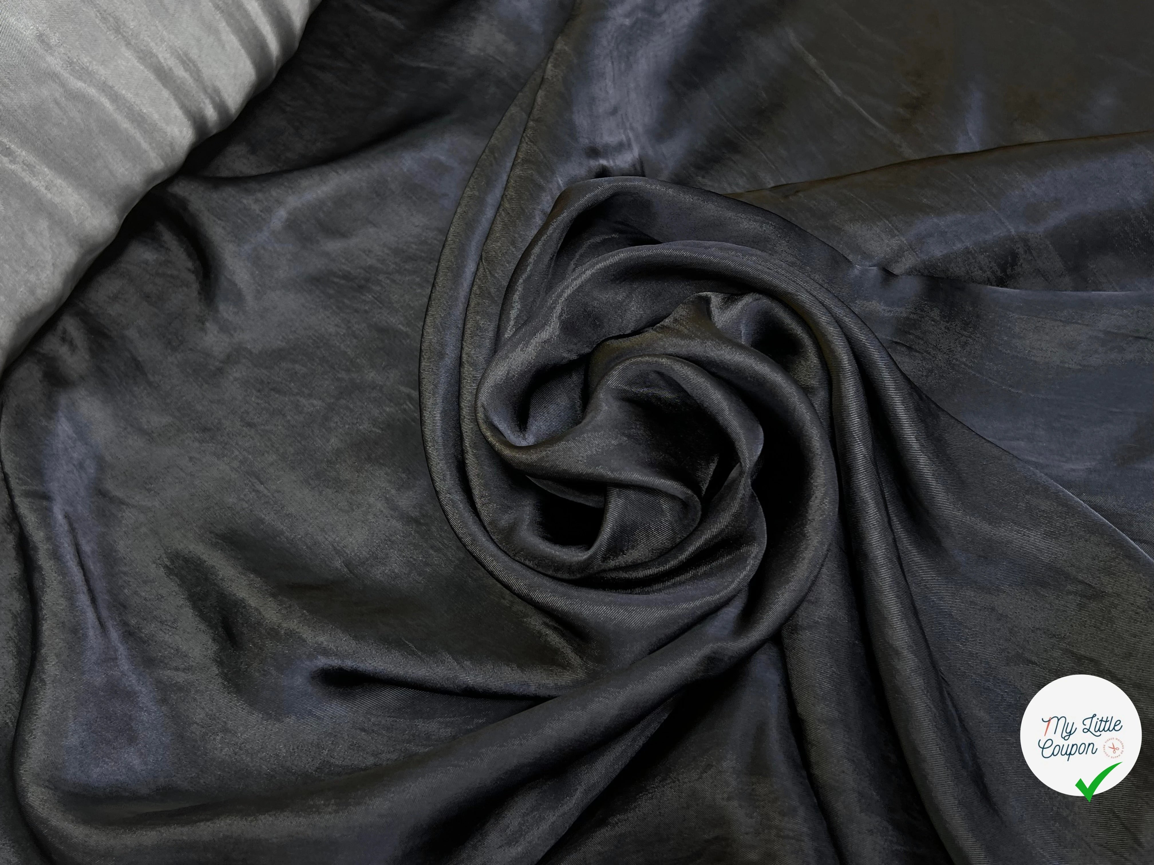SATIN WASHED ACETATE VISCOSE BLACK DENIM STYLE 63% VISCOSE - My Little Coupon