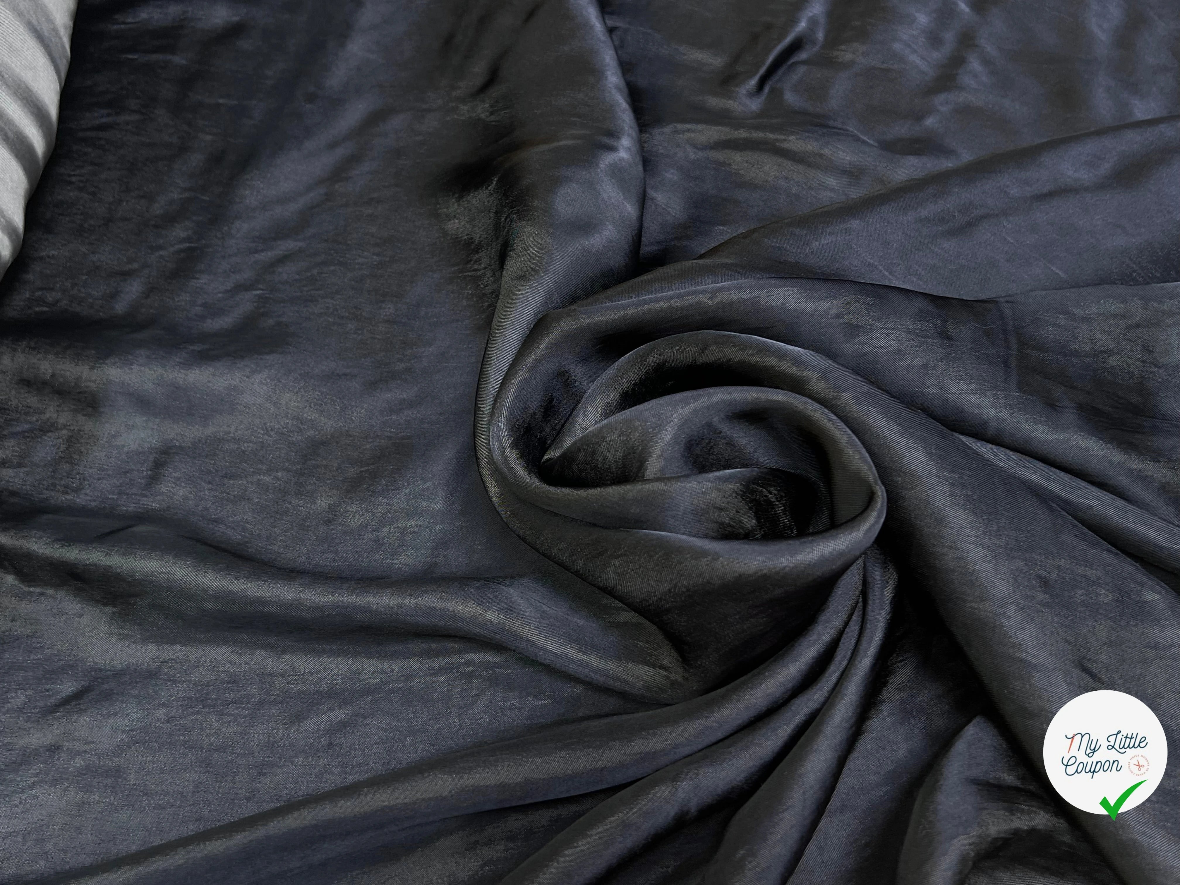 SATIN WASHED ACETATE VISCOSE BLACK DENIM STYLE 63% VISCOSE - My Little Coupon
