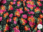 SERGÉ DE COTON FOND NOIR BOUQUET ASSEZ AMOUREUX ROSE ORANGE - My Little Coupon - tissu - coudre