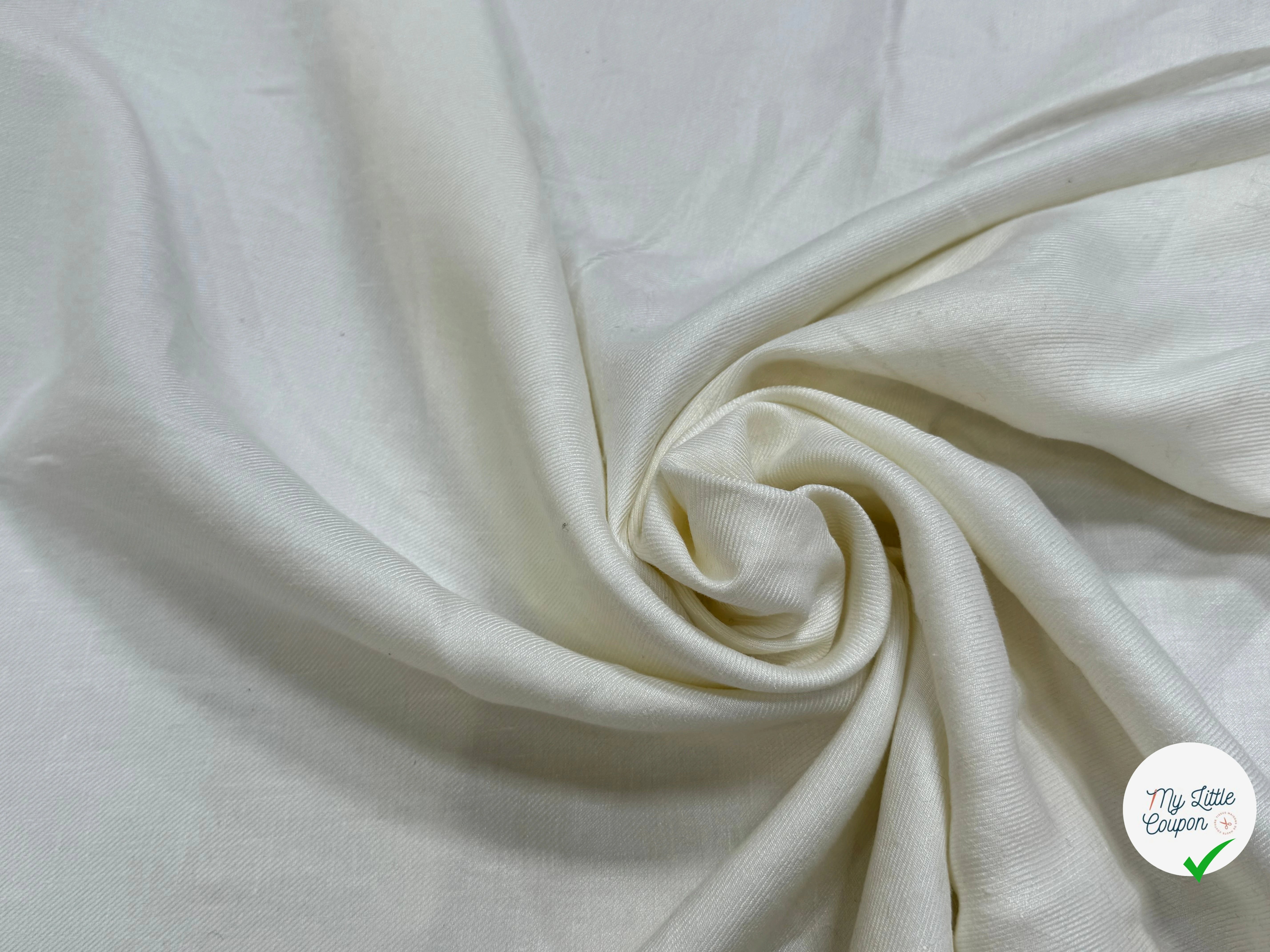 SERGÉ DE COTON LOURD TOMBÉ FLUIDE BLANC CASSÉ - My Little Coupon