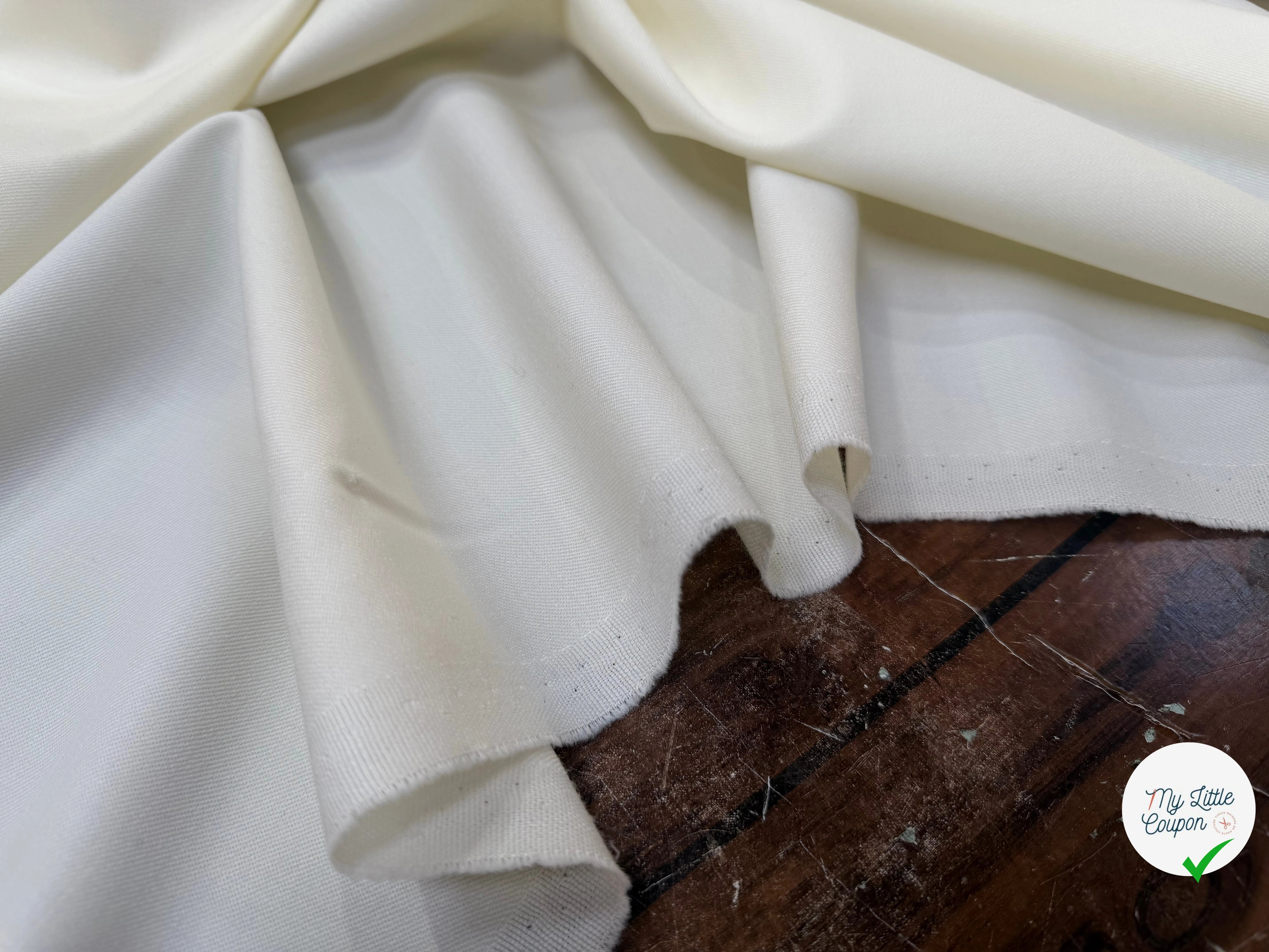 SERGÉ DE LAINE VIERGE SOUPLE BLANC CASSÉ - My Little Coupon