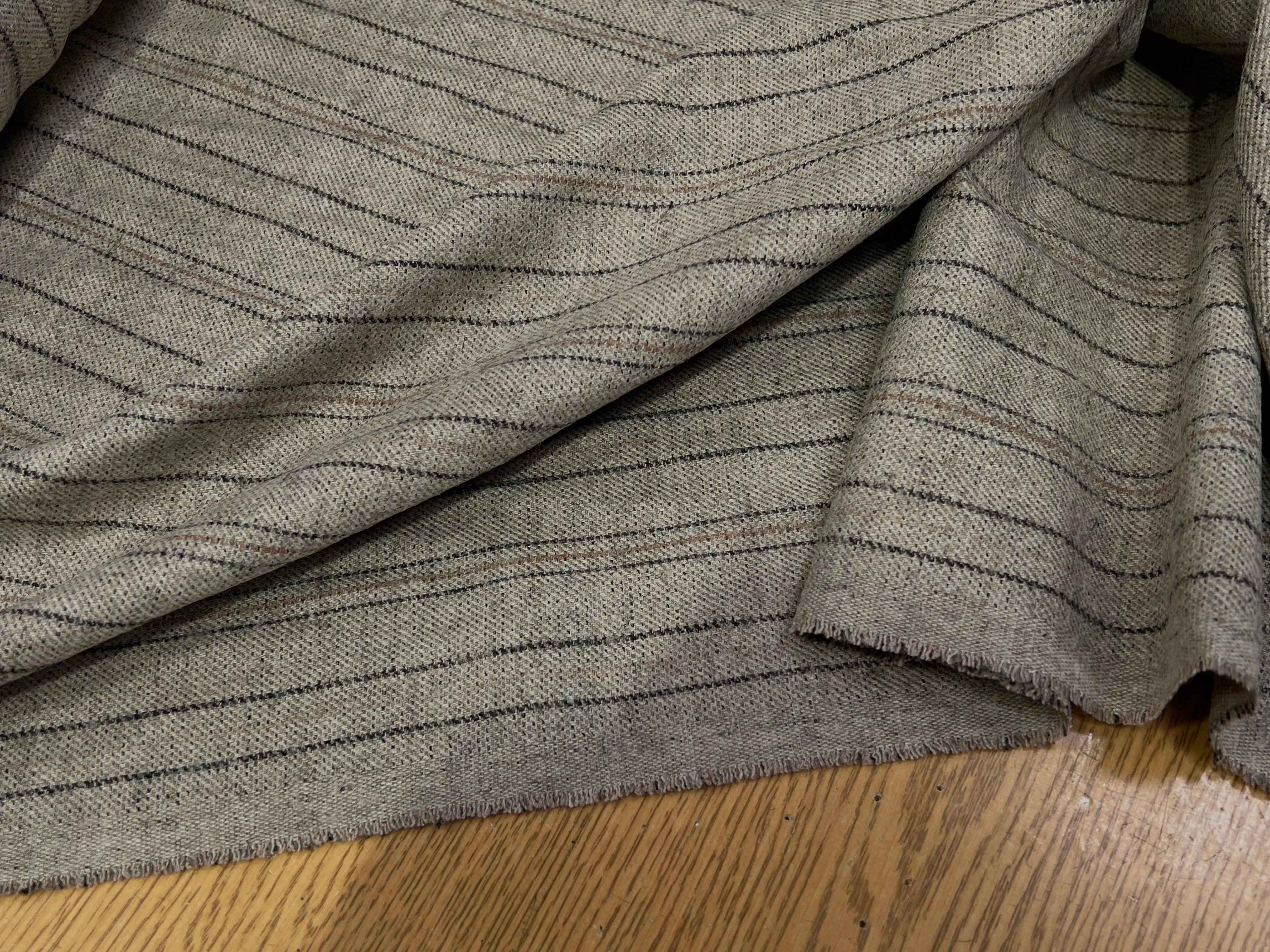 SERGÉ DE LAINE VISCOSE BEIGE RAYURES NOIR ET MARRON 31% LAINE 27% VISCOSE - My Little Coupon