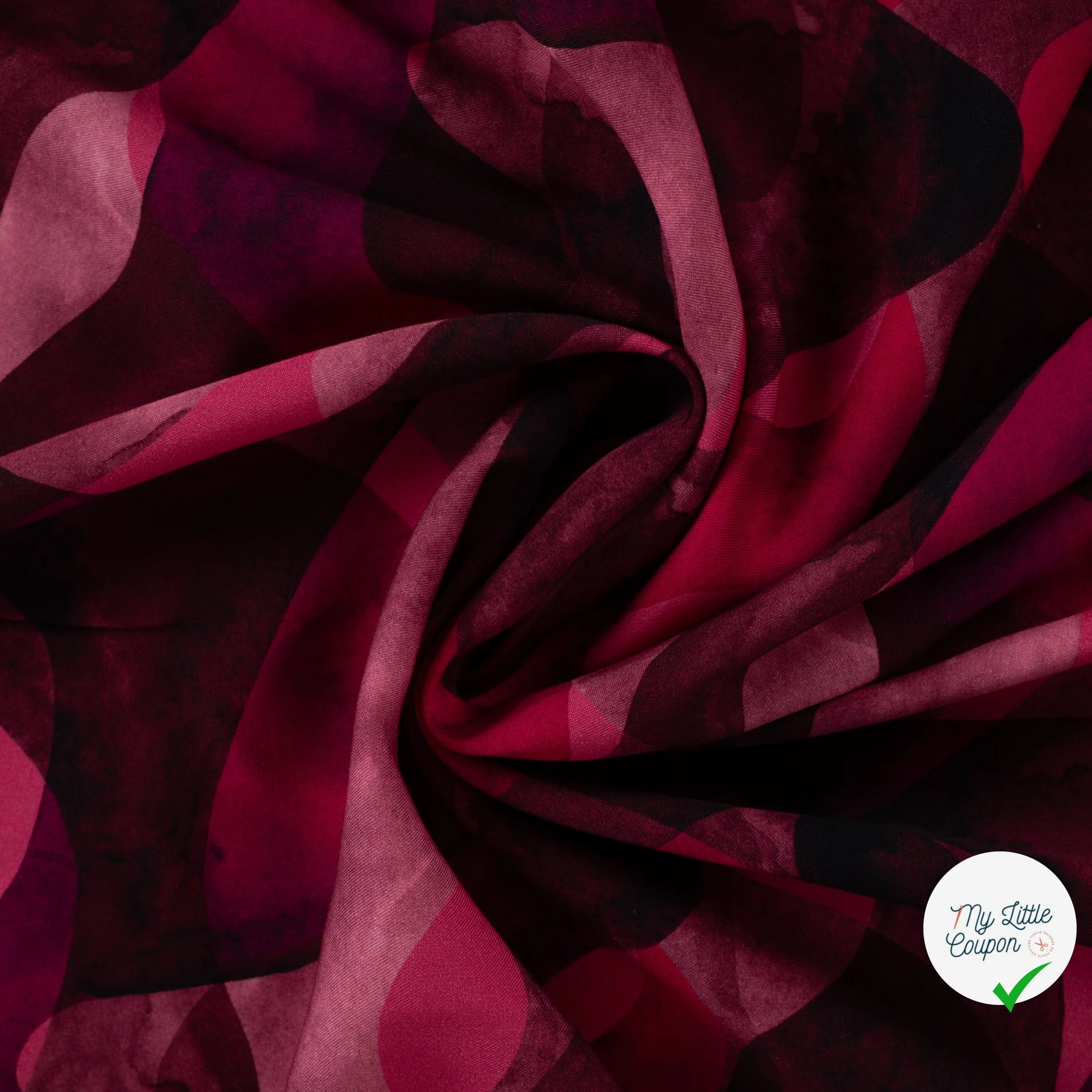 Sergé de viscose EcoVero vagues cyclamen - drapé