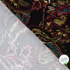 Sergé de viscose imprimé cachemire bordeaux - détail du motif