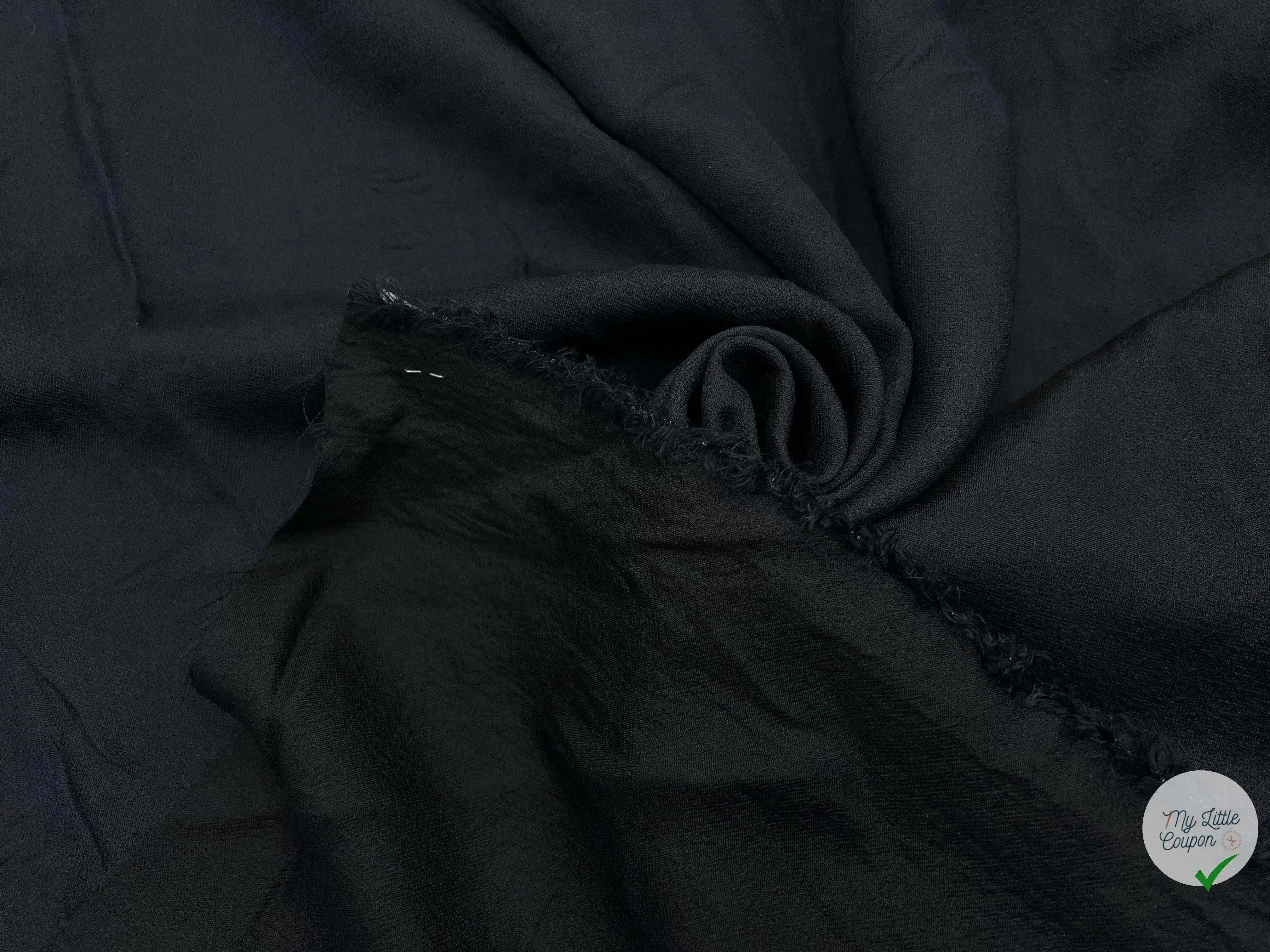 SERGÉ TENCEL NOIR REFLET BLEUTÉ SOUPLE - coupon de tissu de 3 mètres - My Little Coupon - tissu - coudre