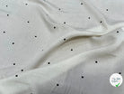 SERGÉ VISCOSE DUVETEUSE BLANC CASSÉ FLUIDE POIS NOIR - My Little Coupon