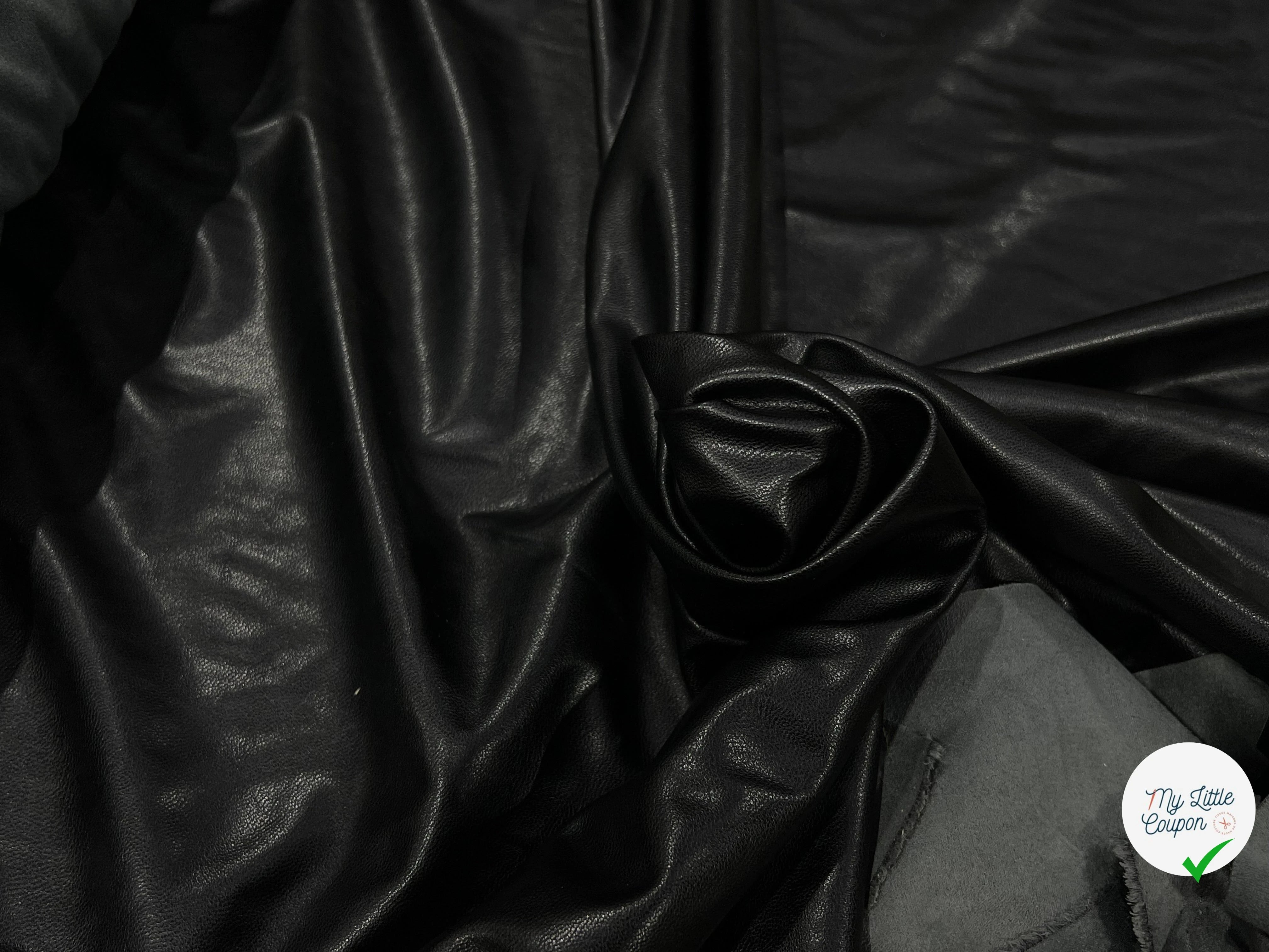 SIMILI CUIR NOIR STRETCH NOIR 140CM SOUPLE - My Little Coupon