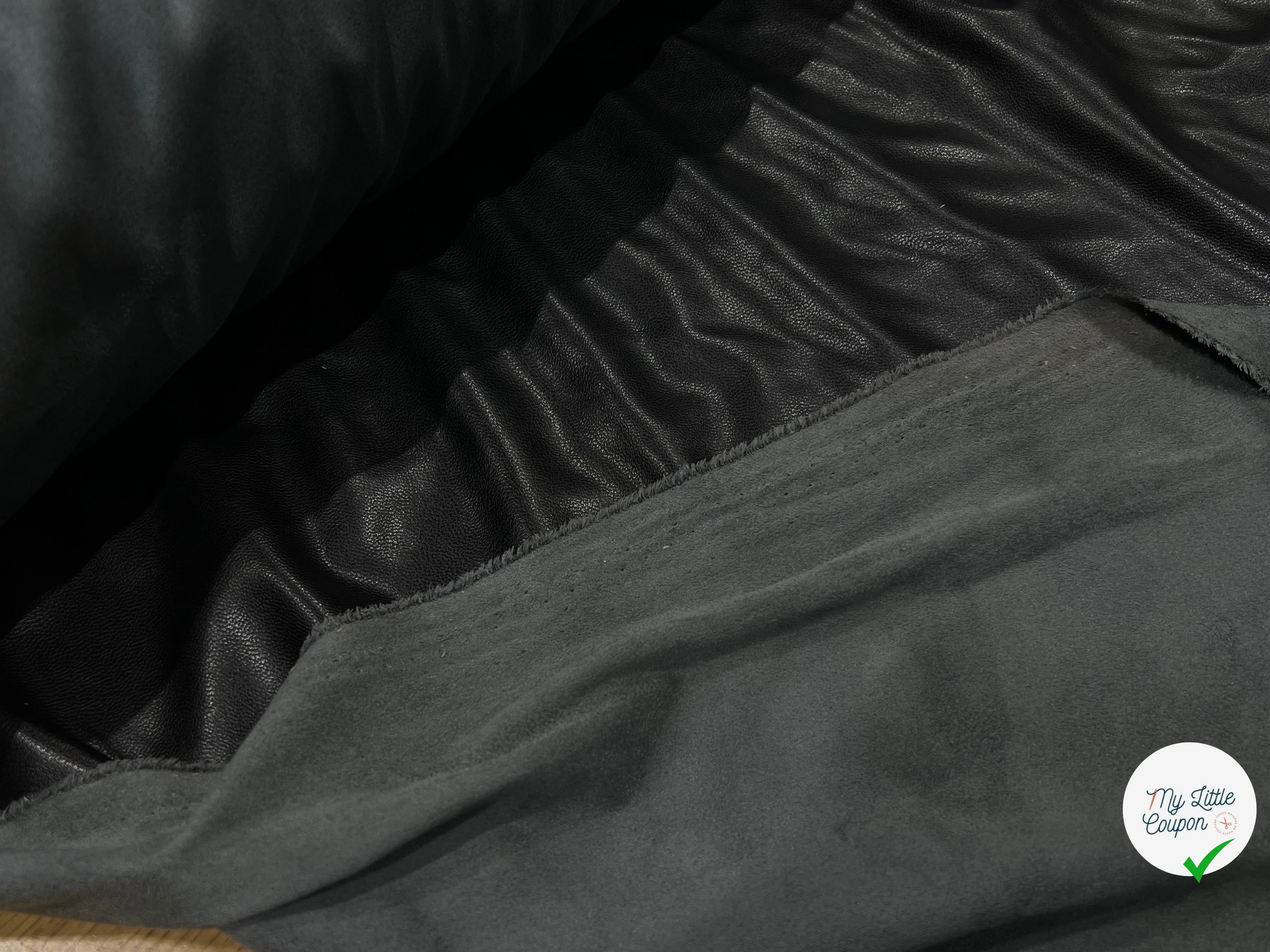 SIMILI CUIR NOIR STRETCH NOIR 140CM SOUPLE - My Little Coupon