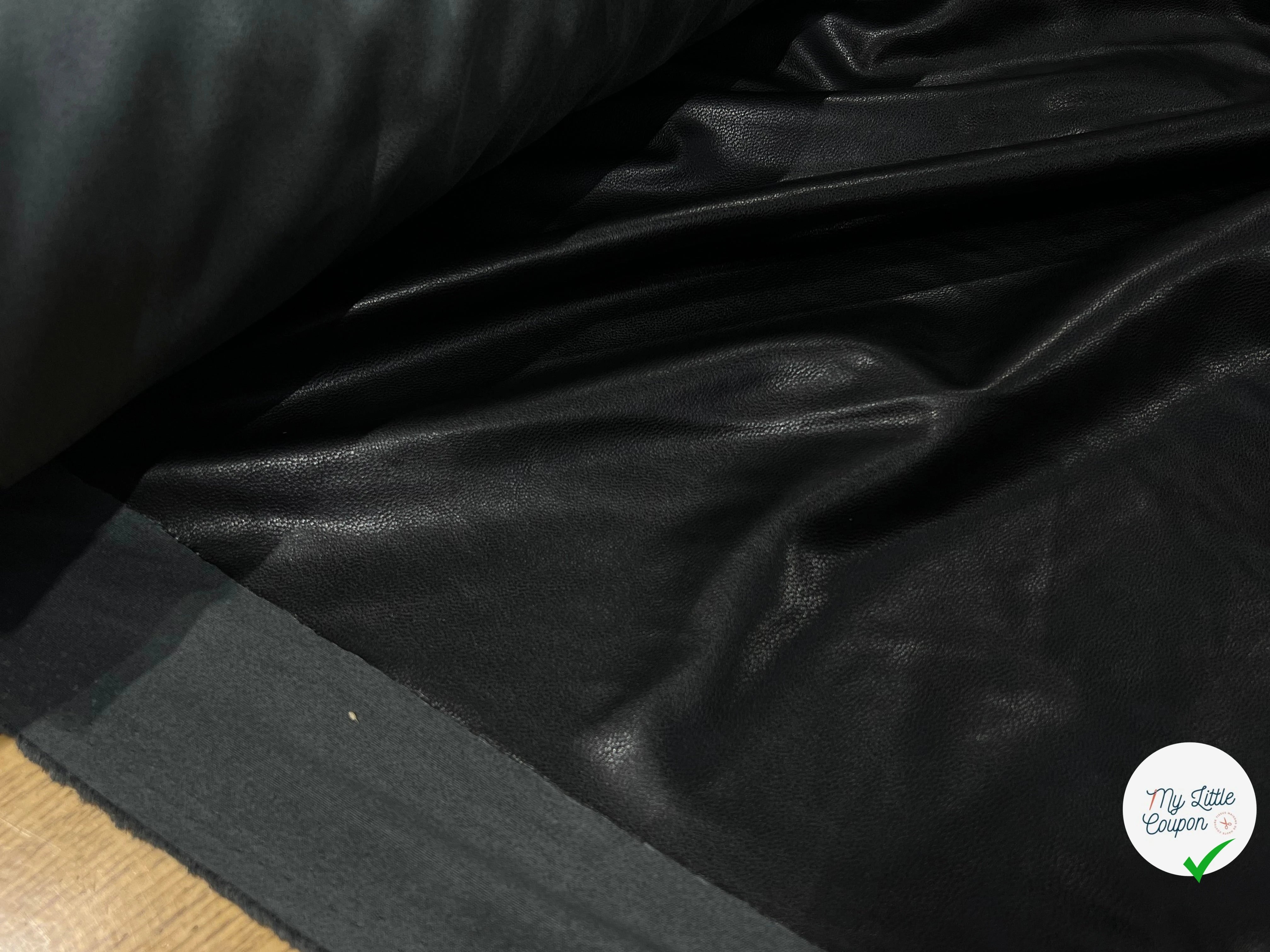 SIMILI CUIR NOIR STRETCH NOIR 140CM SOUPLE - My Little Coupon