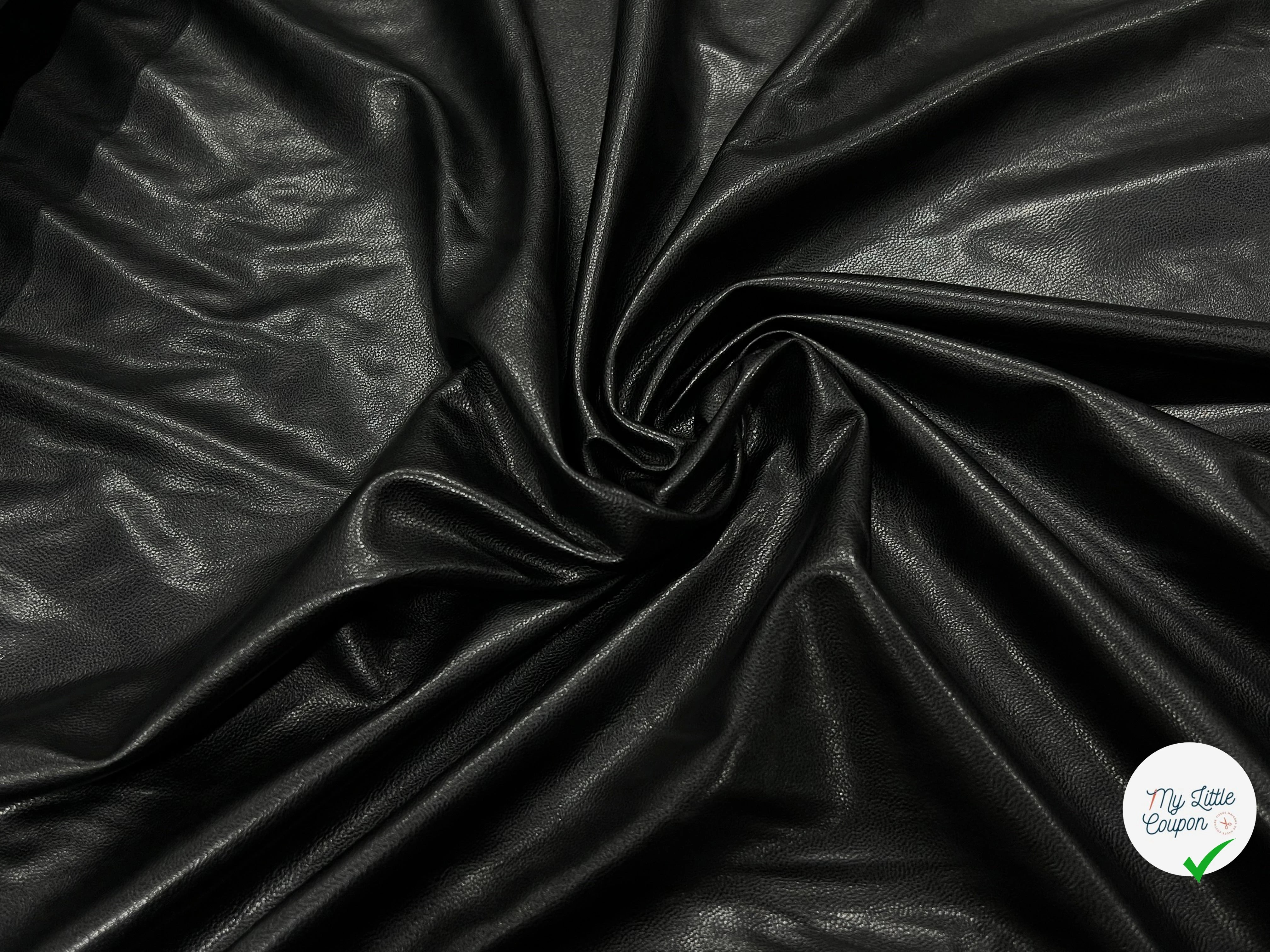 SIMILI CUIR NOIR STRETCH NOIR 140CM SOUPLE - My Little Coupon