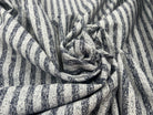 SWEAT MOLLETON NON GRATTÉ RAYURES  FANTAISIE INDIGO SUR GRIS MSO