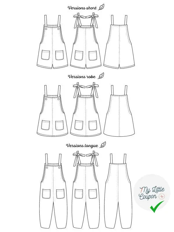 Salopette Fauvette | Du 3 au 12 ans | Marmaï Patterns - My Little Coupon - tissu - coudre