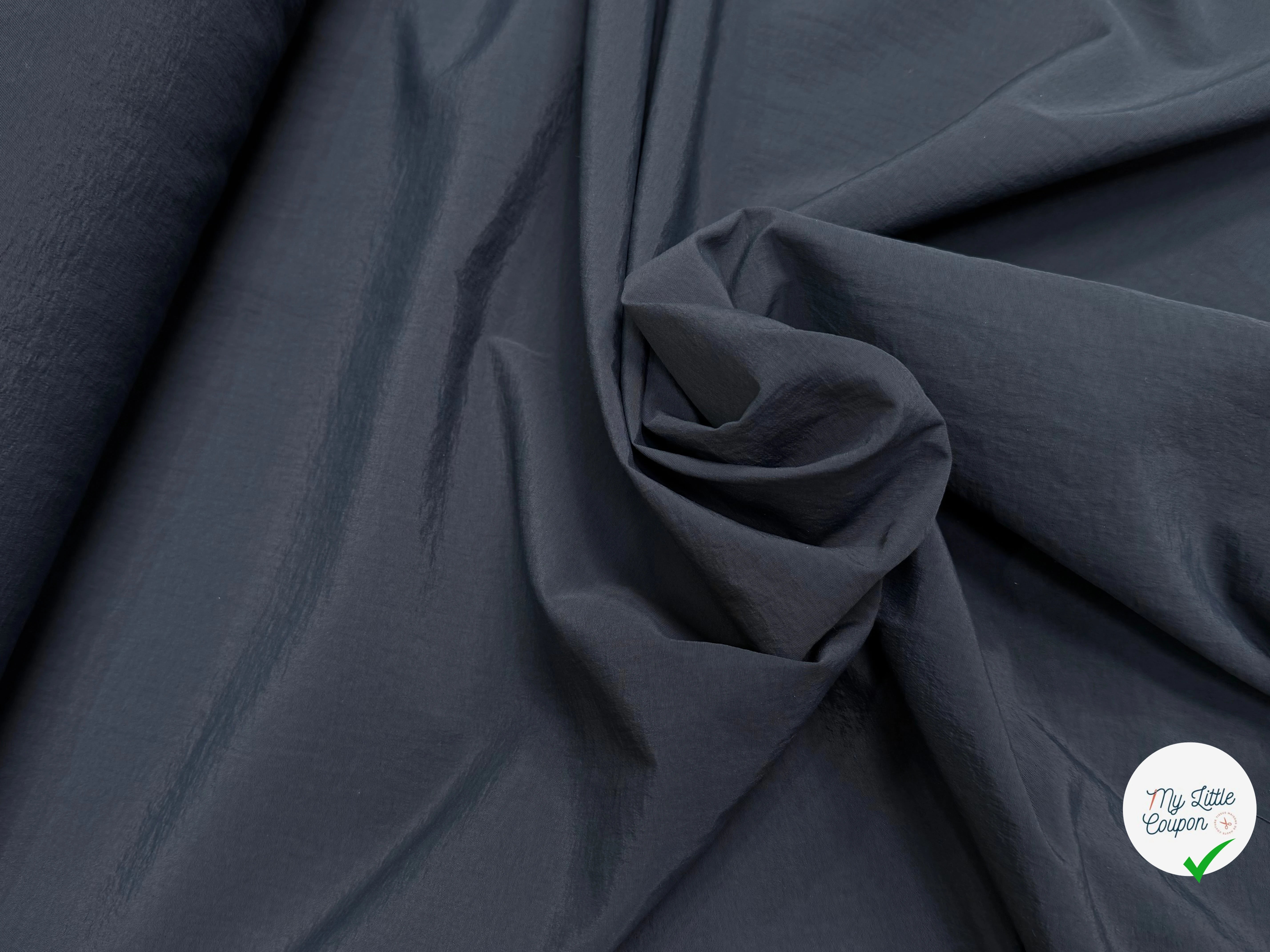 TAFFETAS CRAQUANT TOUCHER FROID BLEU NUIT 100% POLYAMIDE MADE IN ITALY - My Little Coupon