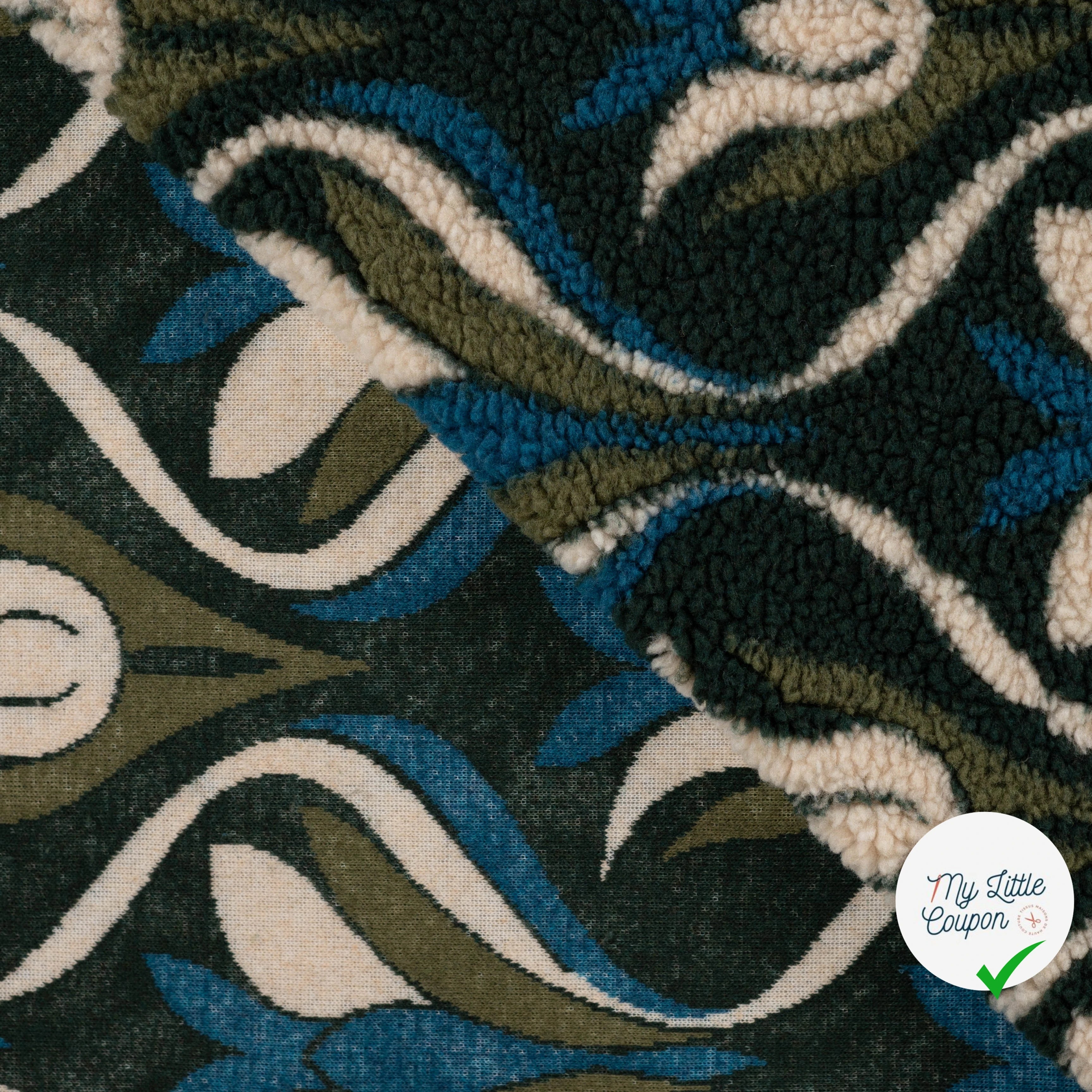 Teddy jacquard pétrole - détail du motif tissé