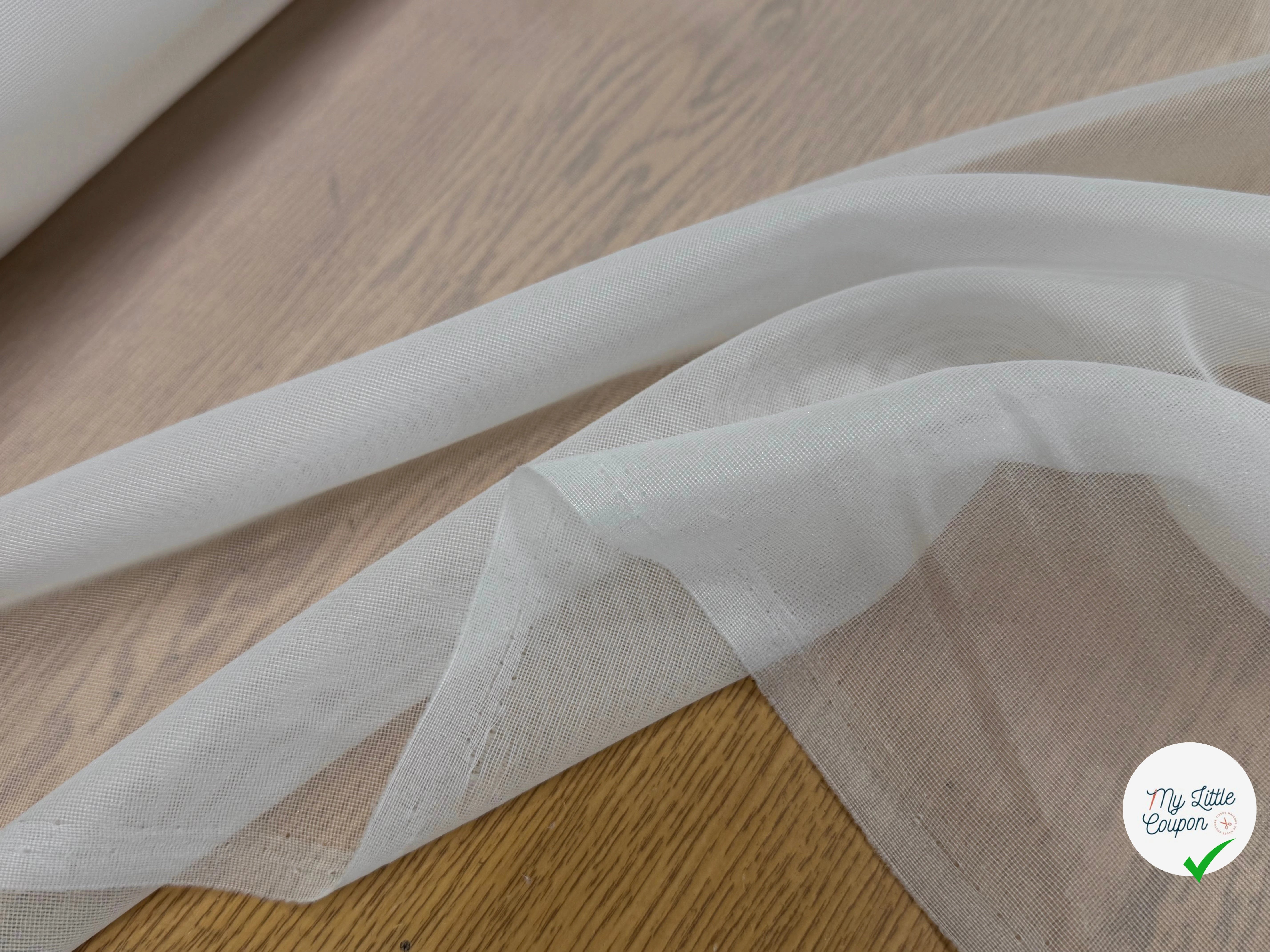 THERMOCOLLANT TISSÉ PETIT CARREAUX FIN BLANC CASSÉ - My Little Coupon