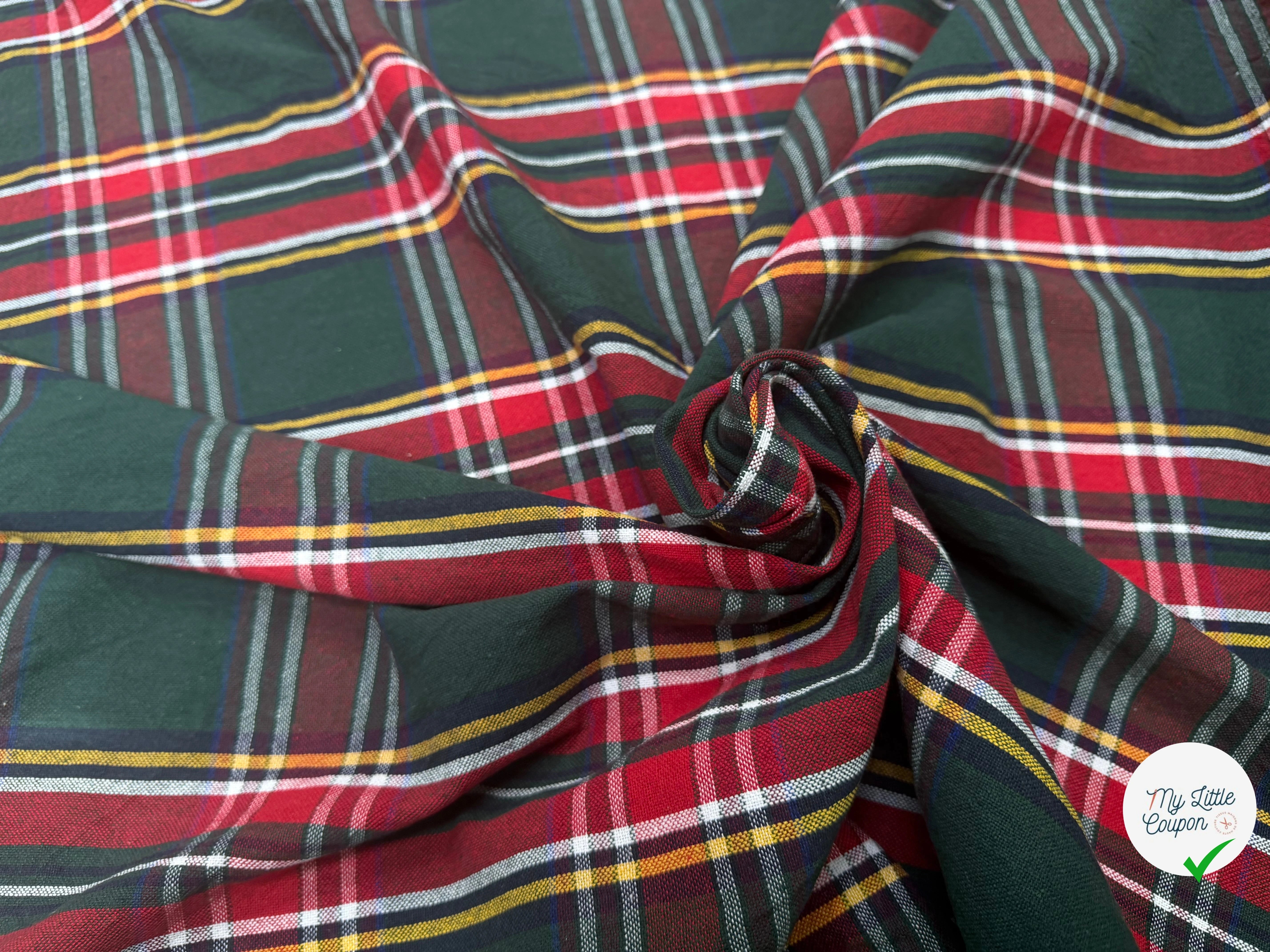 TISSÉ TEINT ÉCOSSAIS VERT ROUGE 150 CM - My Little Coupon