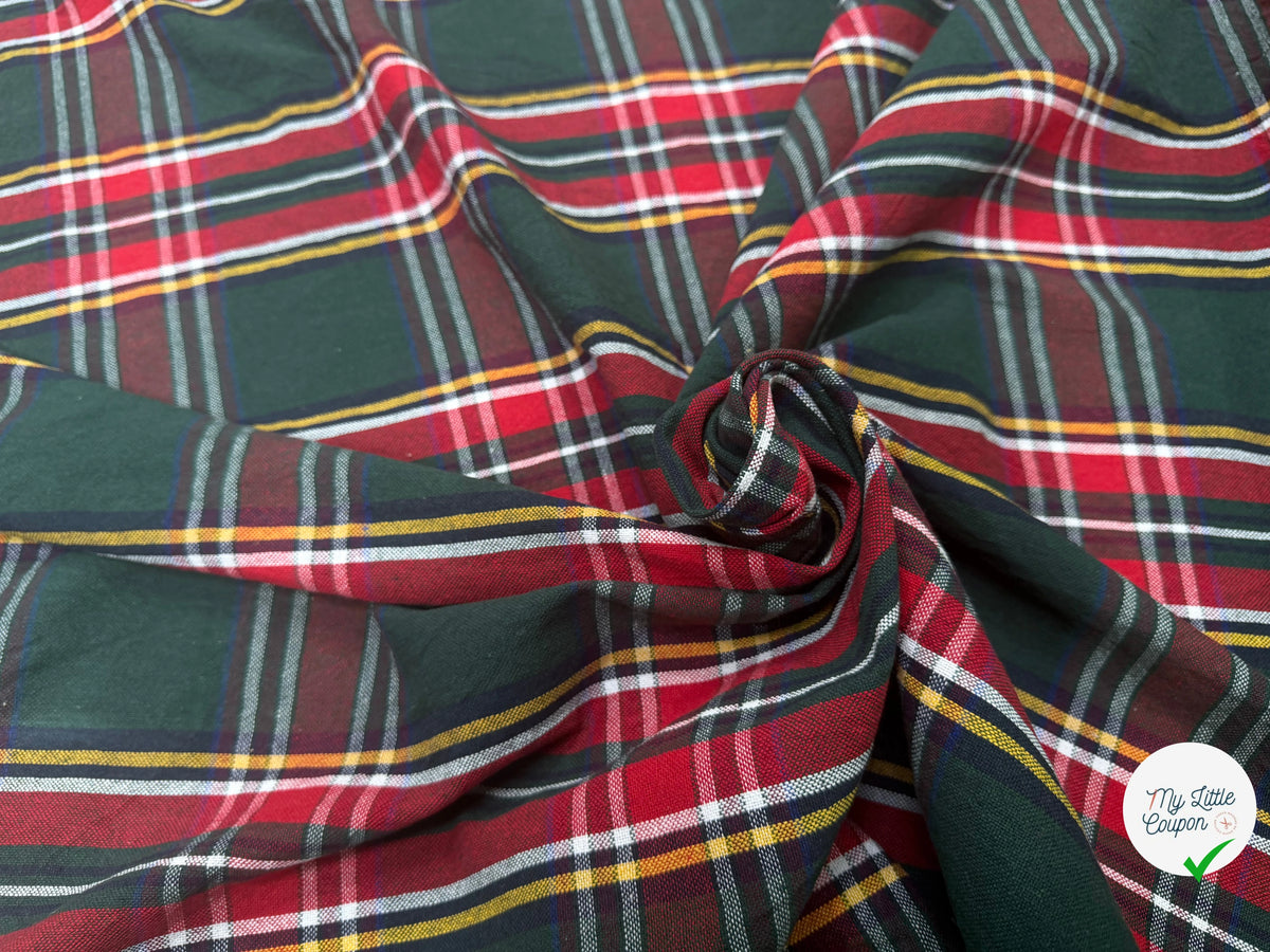 TISSÉ TEINT ÉCOSSAIS VERT ROUGE 150 CM - My Little Coupon